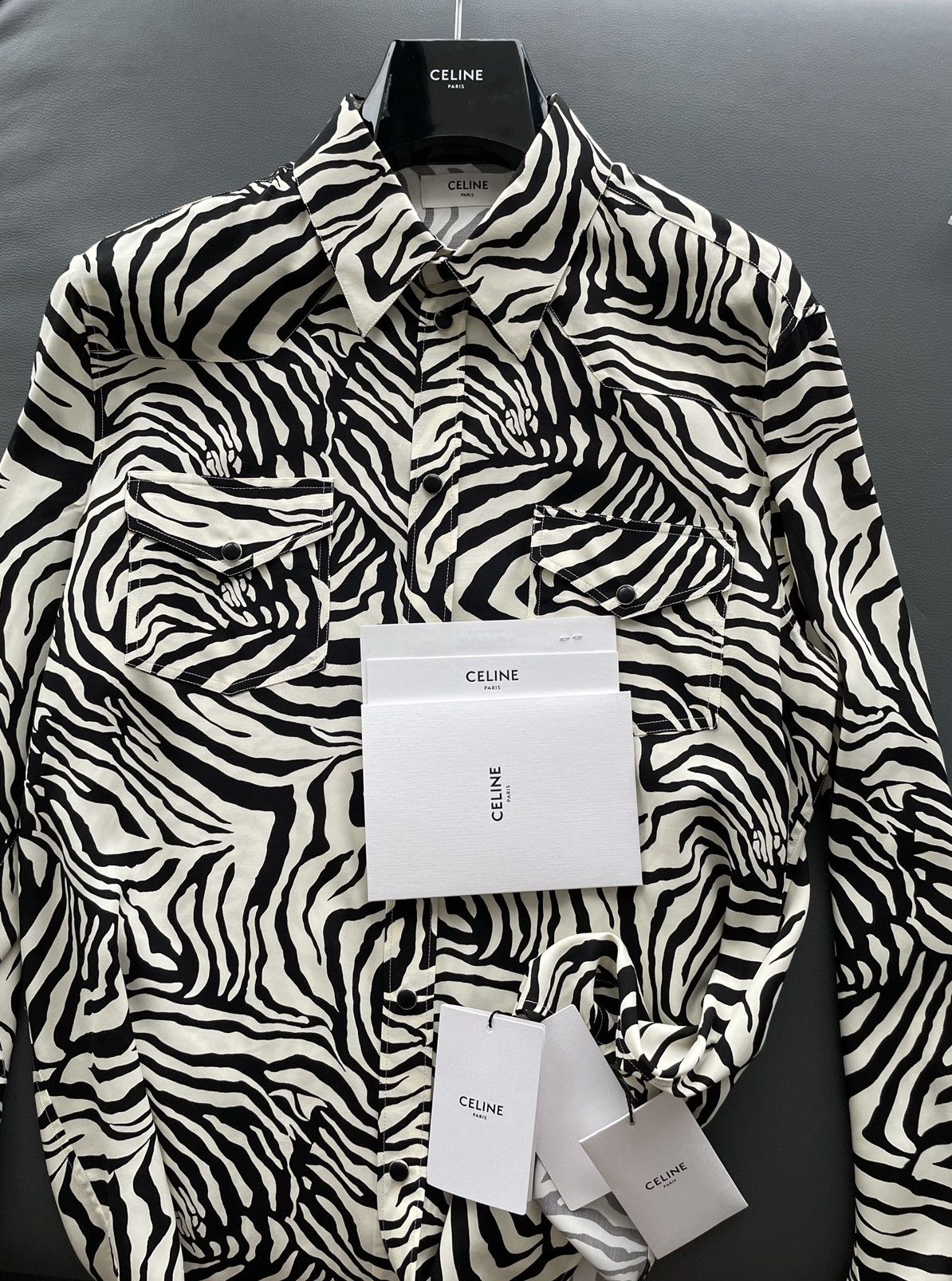 Celine × Hedi Slimane × Yves Saint Laurent Celine by Hedi Slimane Runway Zebra Shirt Size US L / EU 52-54 / 3 - 20 Thumbnail