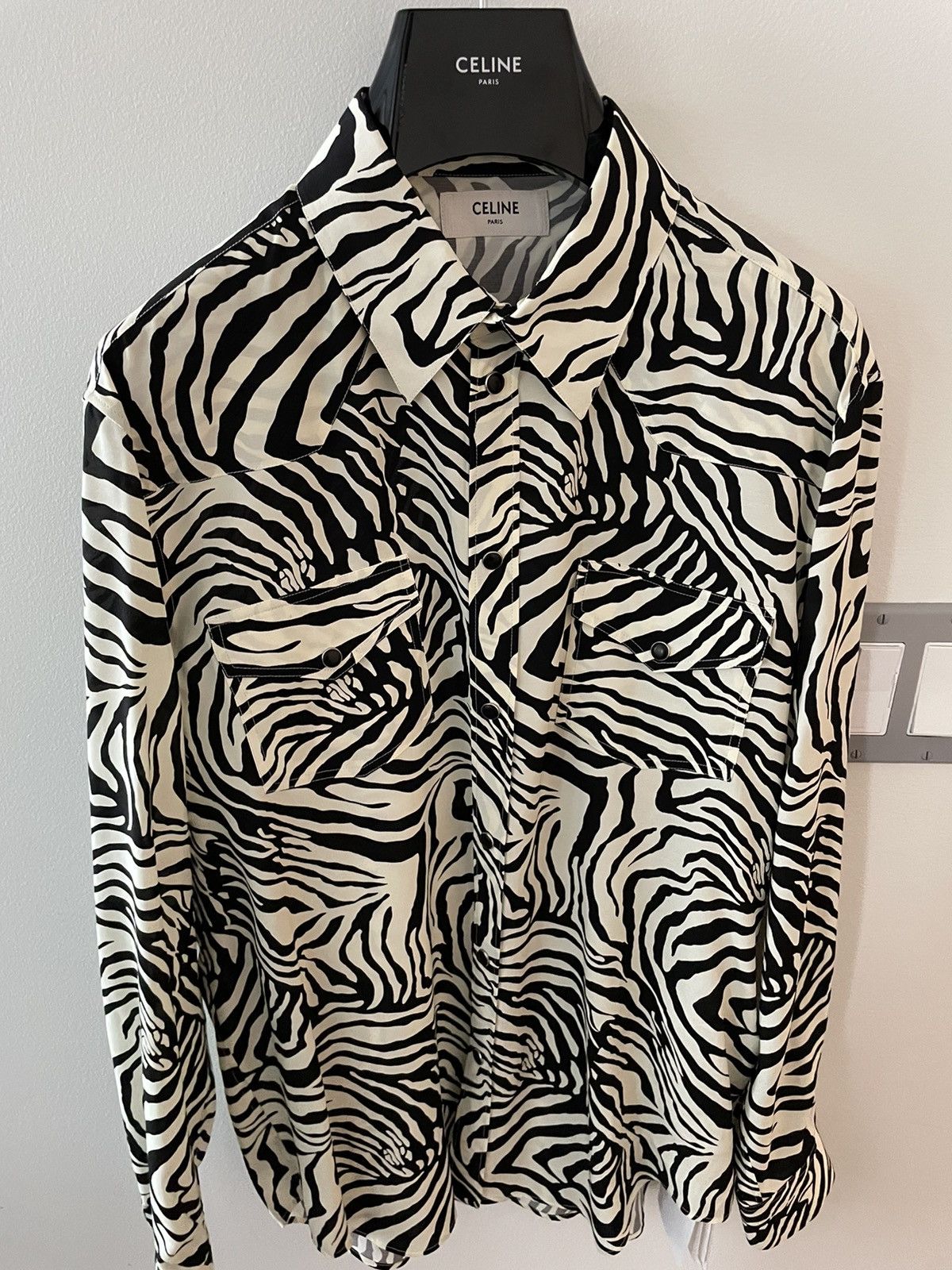 Celine × Hedi Slimane × Yves Saint Laurent Celine by Hedi Slimane Runway Zebra Shirt Size US L / EU 52-54 / 3 - 15 Thumbnail