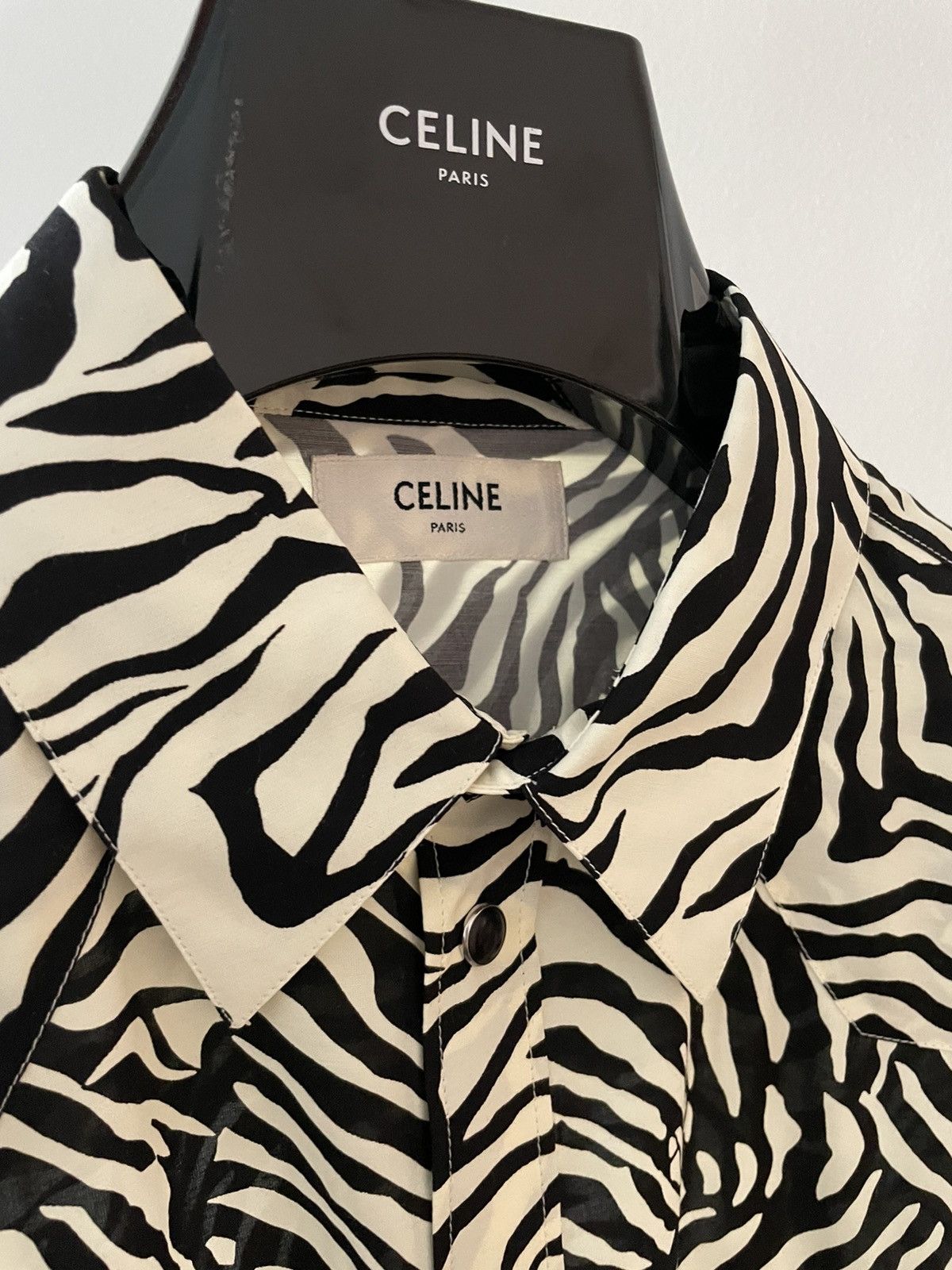 Celine × Hedi Slimane × Yves Saint Laurent Celine by Hedi Slimane Runway Zebra Shirt Size US L / EU 52-54 / 3 - 19 Thumbnail