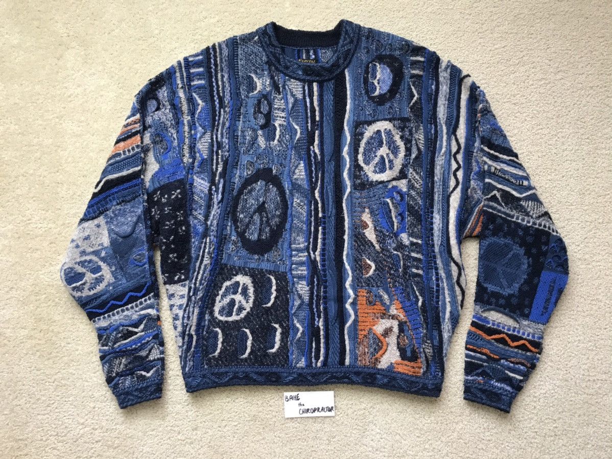 Kapital Boro Gaudy 7G Blue Peace Coogi Inspired Sweater