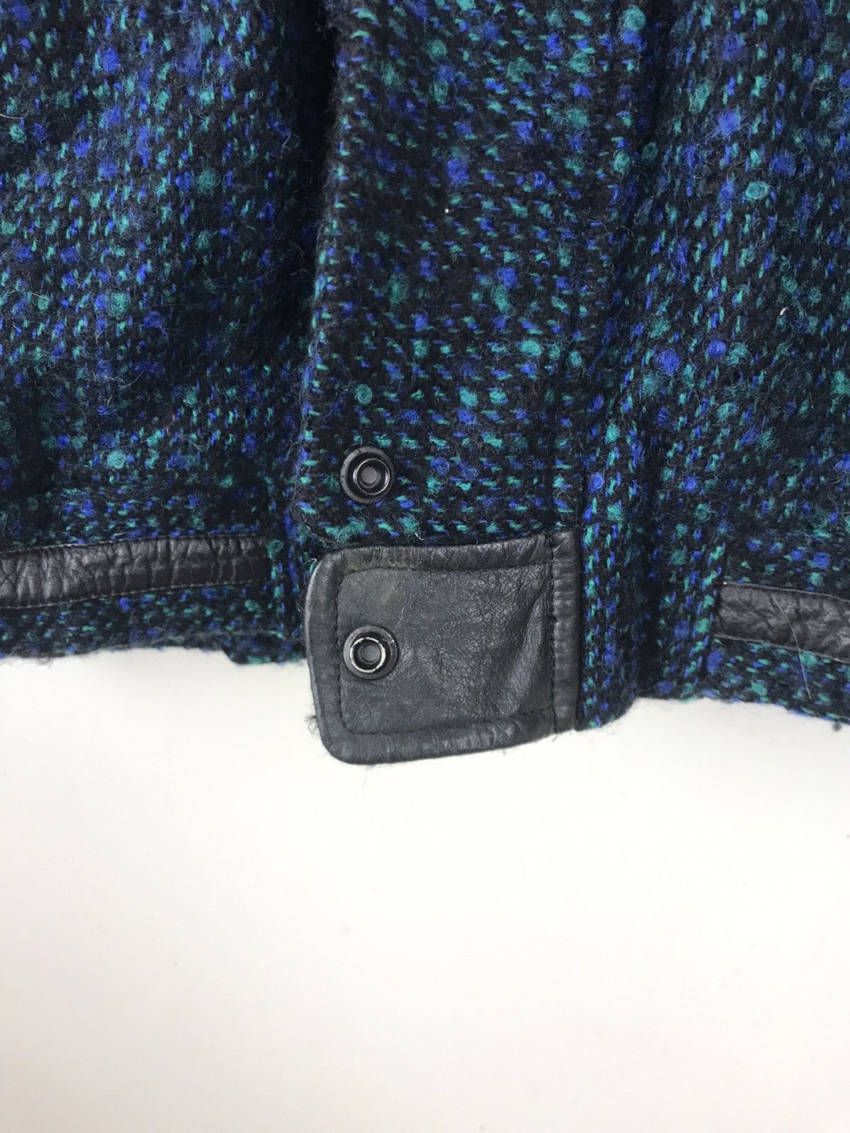 Japanese Brand × Vintage Vintage Cheetah Tweed + Leather Bomber Heavy Jacket Size US L / EU 52-54 / 3 - 13 Thumbnail
