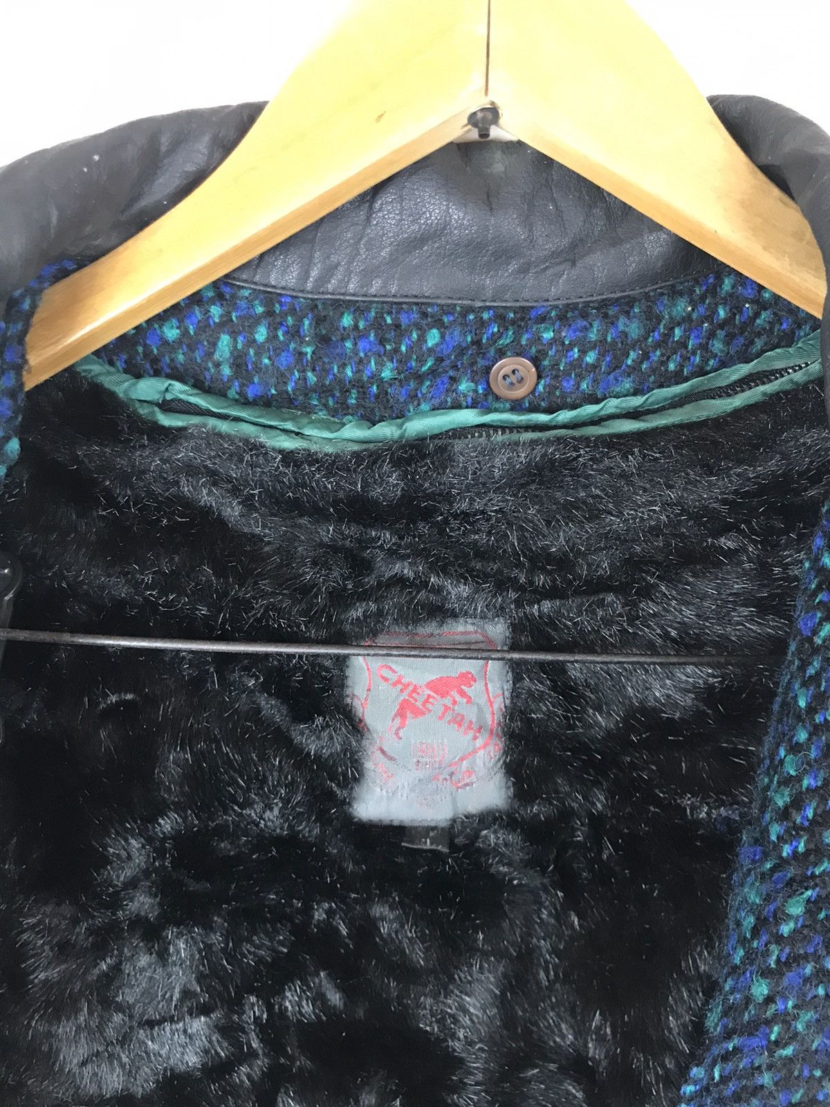 Japanese Brand × Vintage Vintage Cheetah Tweed + Leather Bomber Heavy Jacket Size US L / EU 52-54 / 3 - 16 Thumbnail