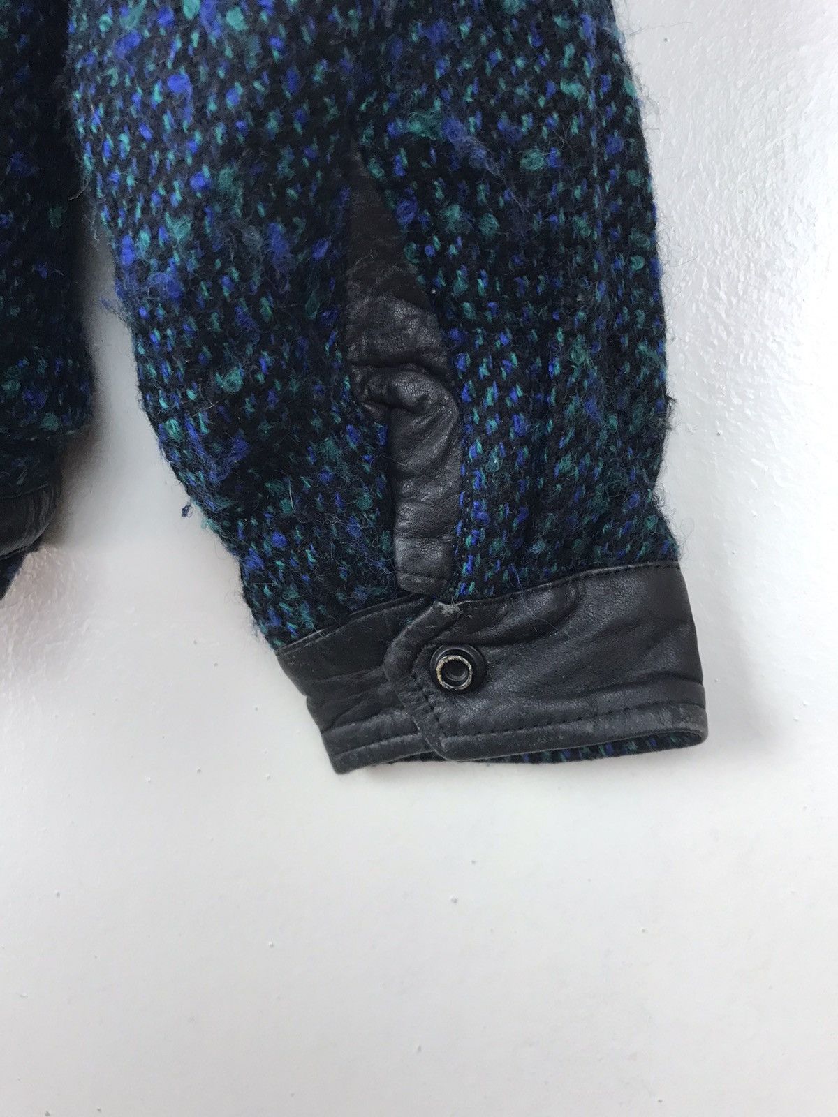 Japanese Brand × Vintage Vintage Cheetah Tweed + Leather Bomber Heavy Jacket Size US L / EU 52-54 / 3 - 9 Thumbnail