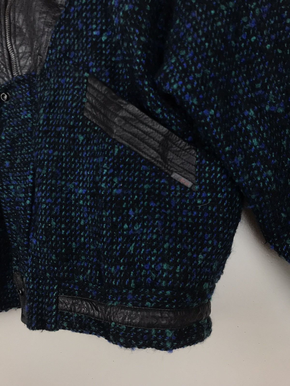 Japanese Brand × Vintage Vintage Cheetah Tweed + Leather Bomber Heavy Jacket Size US L / EU 52-54 / 3 - 6 Thumbnail
