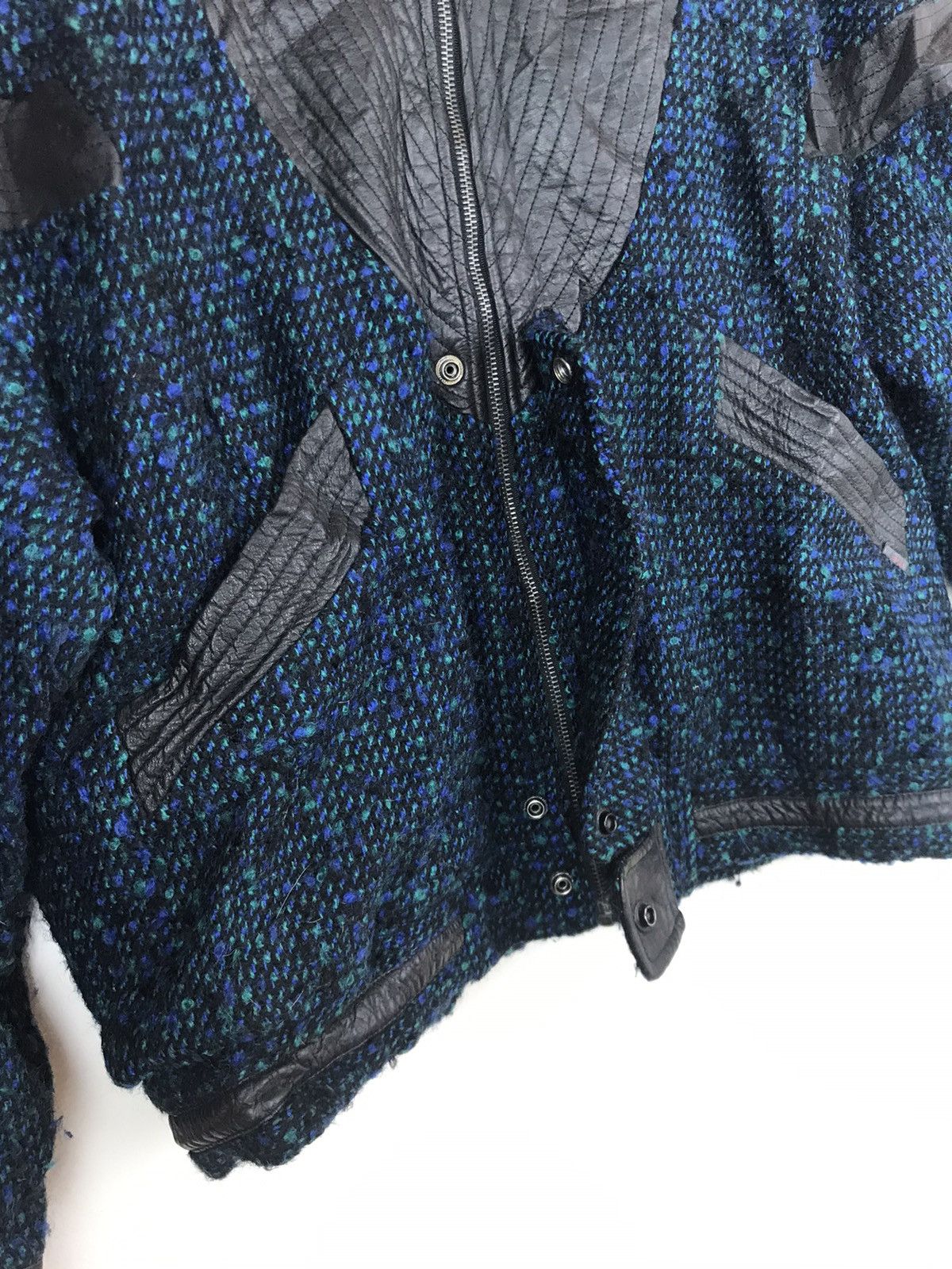 Japanese Brand × Vintage Vintage Cheetah Tweed + Leather Bomber Heavy Jacket Size US L / EU 52-54 / 3 - 15 Thumbnail