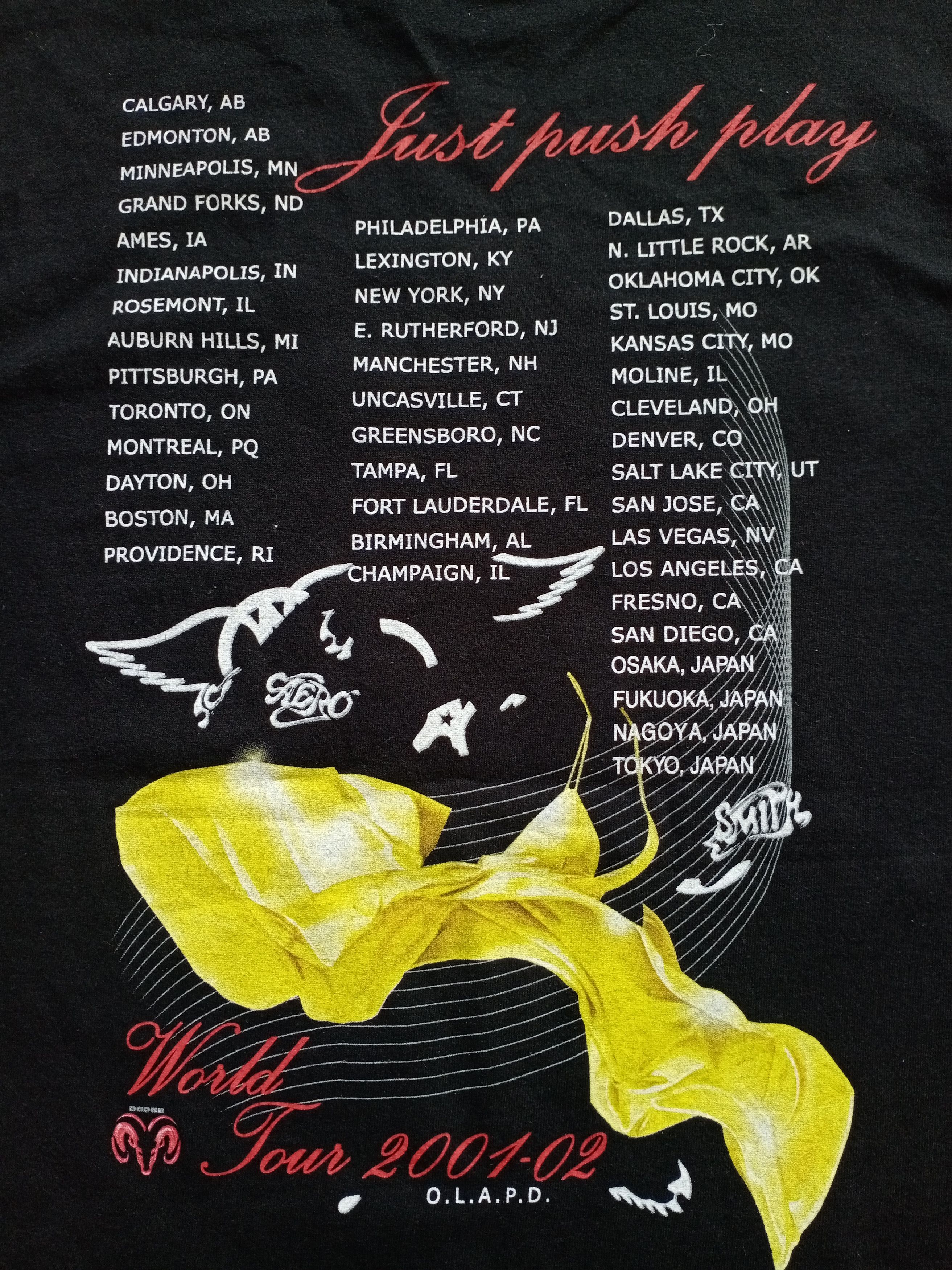 Band Tees Vintage Aerosmith Hajime Sorayama World Tour Just Push Play Size US L / EU 52-54 / 3 - 6 Thumbnail
