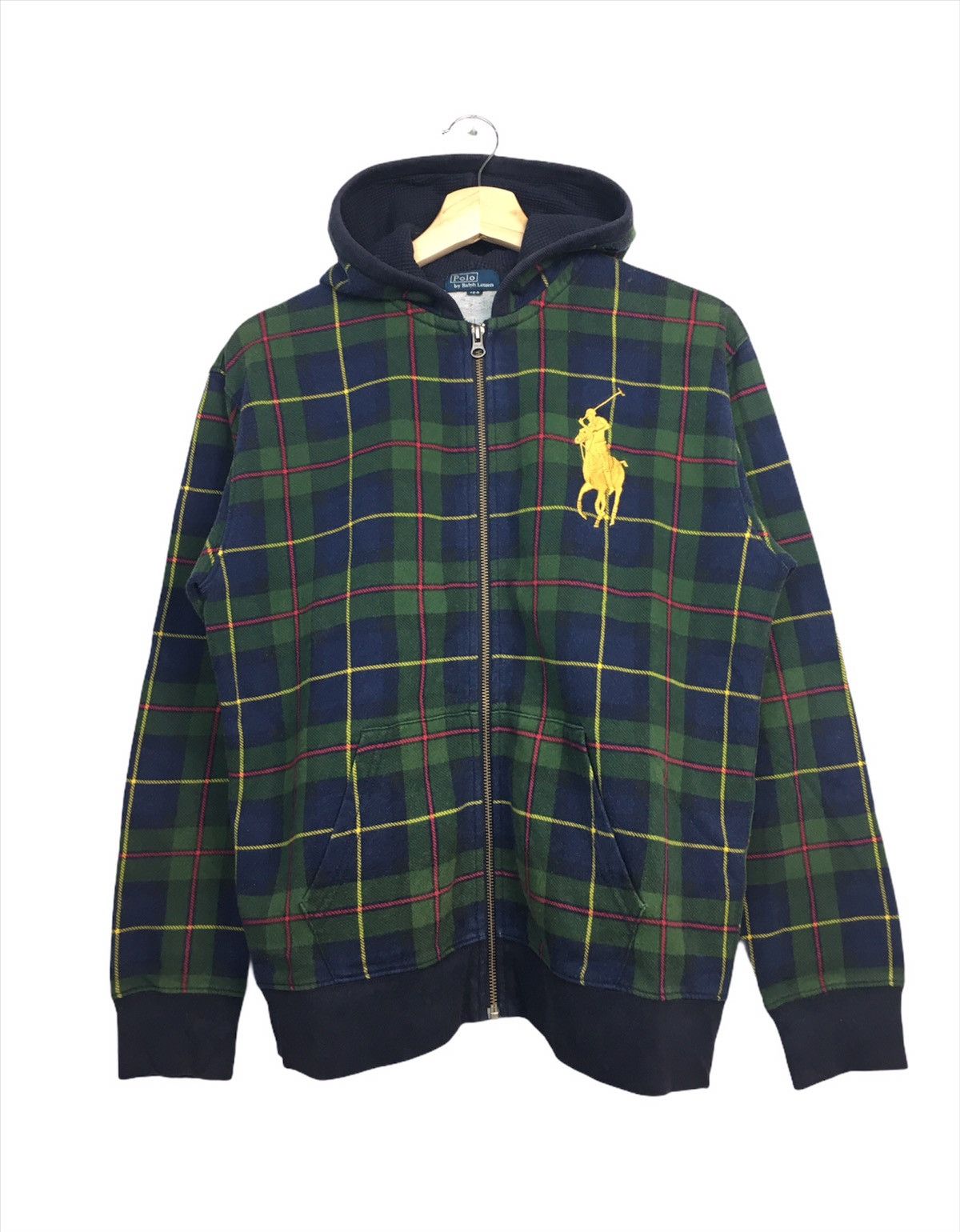 Vintage Men's Lauren high quality Ralph Lauren Green Tartan Zip Up Fleece Jacket Sz S