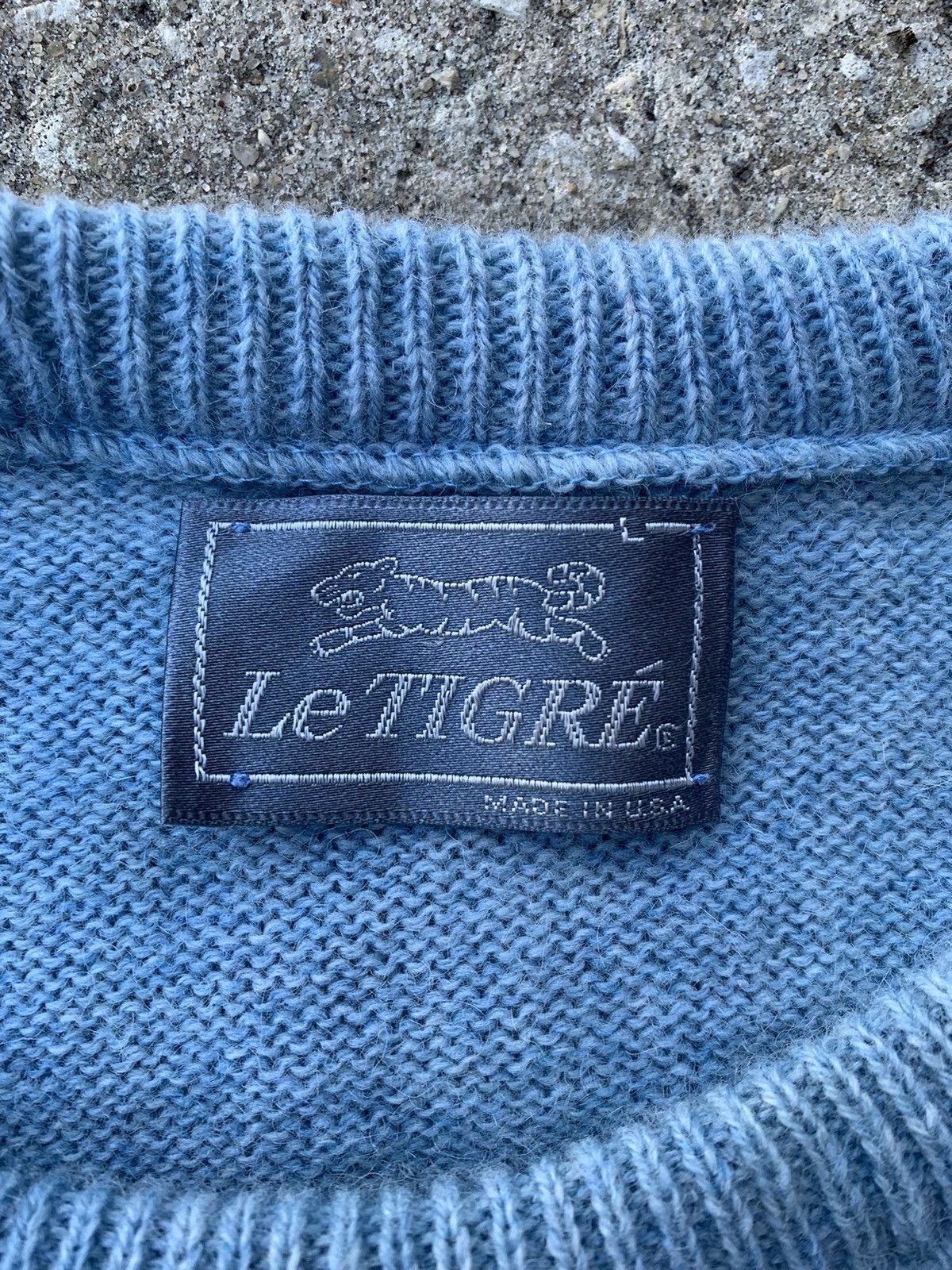 Le TIGRE Vintage Blue Sweater Knitwear Made in USA Size US L / EU 52-54 / 3 - 2 Thumbnail