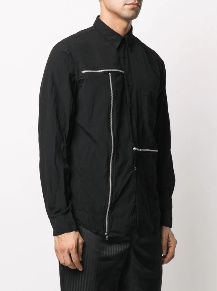 image of Aw20 Comme Des Garcons Black Zip Detail Shirt Xl, Men's