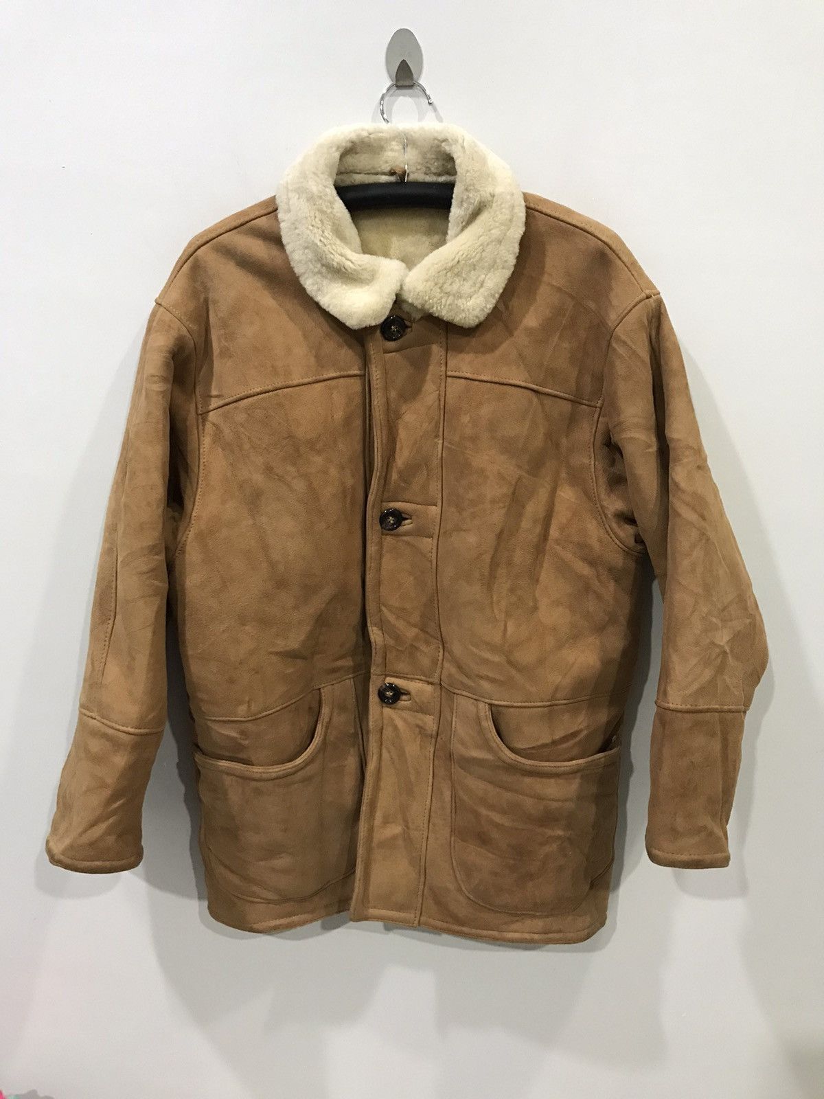 Genuine Leather Real Suede Leather Shearling Inside Bulgarian Made Coat Size US L / EU 52-54 / 3 - 1 Thumbnail
