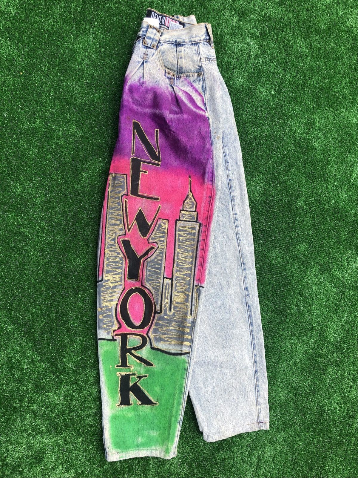 Vintage Vintage 90s New York Airbrushed Jeans Twin Towers Acid Wash Size US 30 / EU 46 - 11 Thumbnail