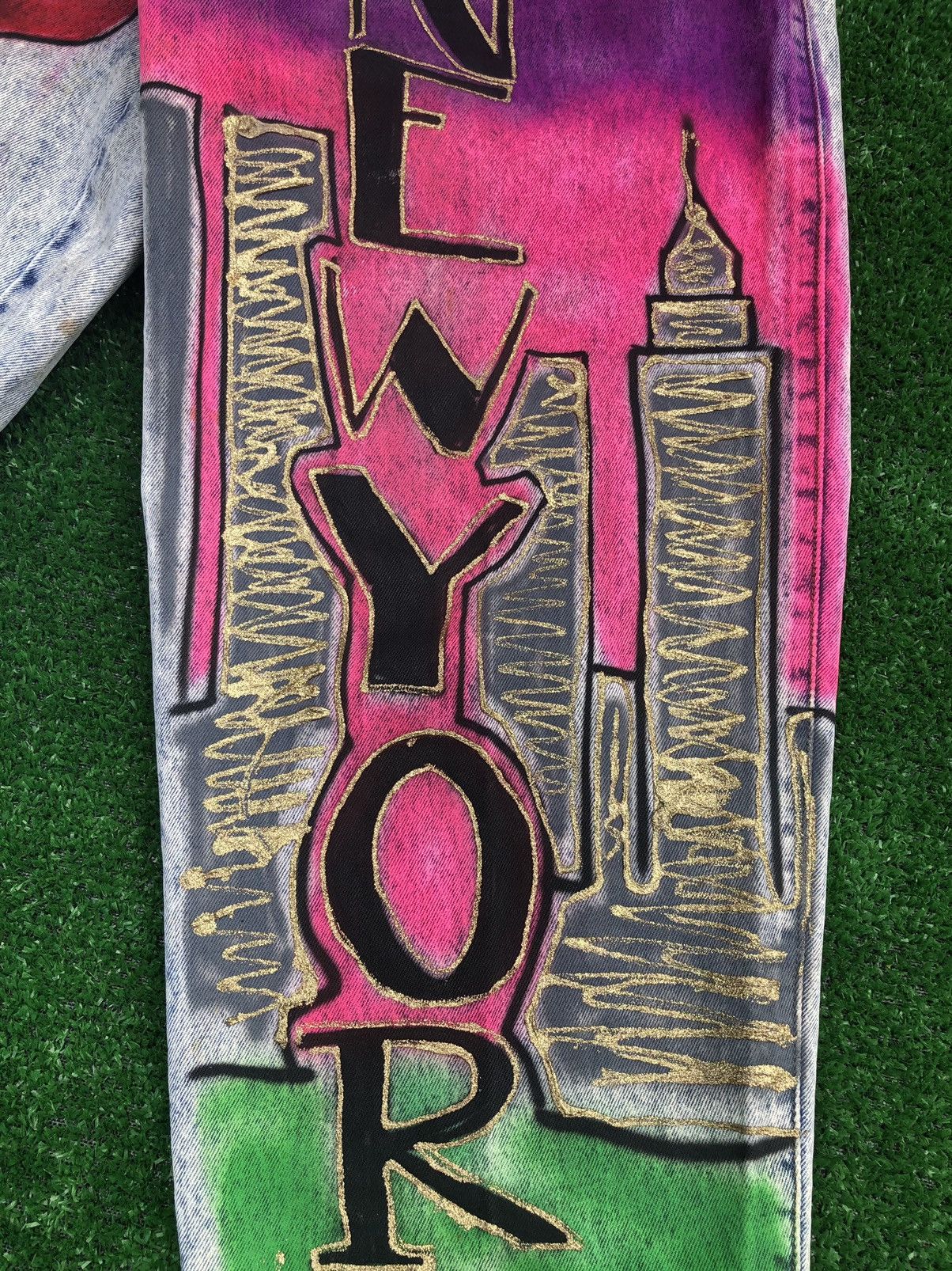 Vintage Vintage 90s New York Airbrushed Jeans Twin Towers Acid Wash Size US 30 / EU 46 - 12 Thumbnail