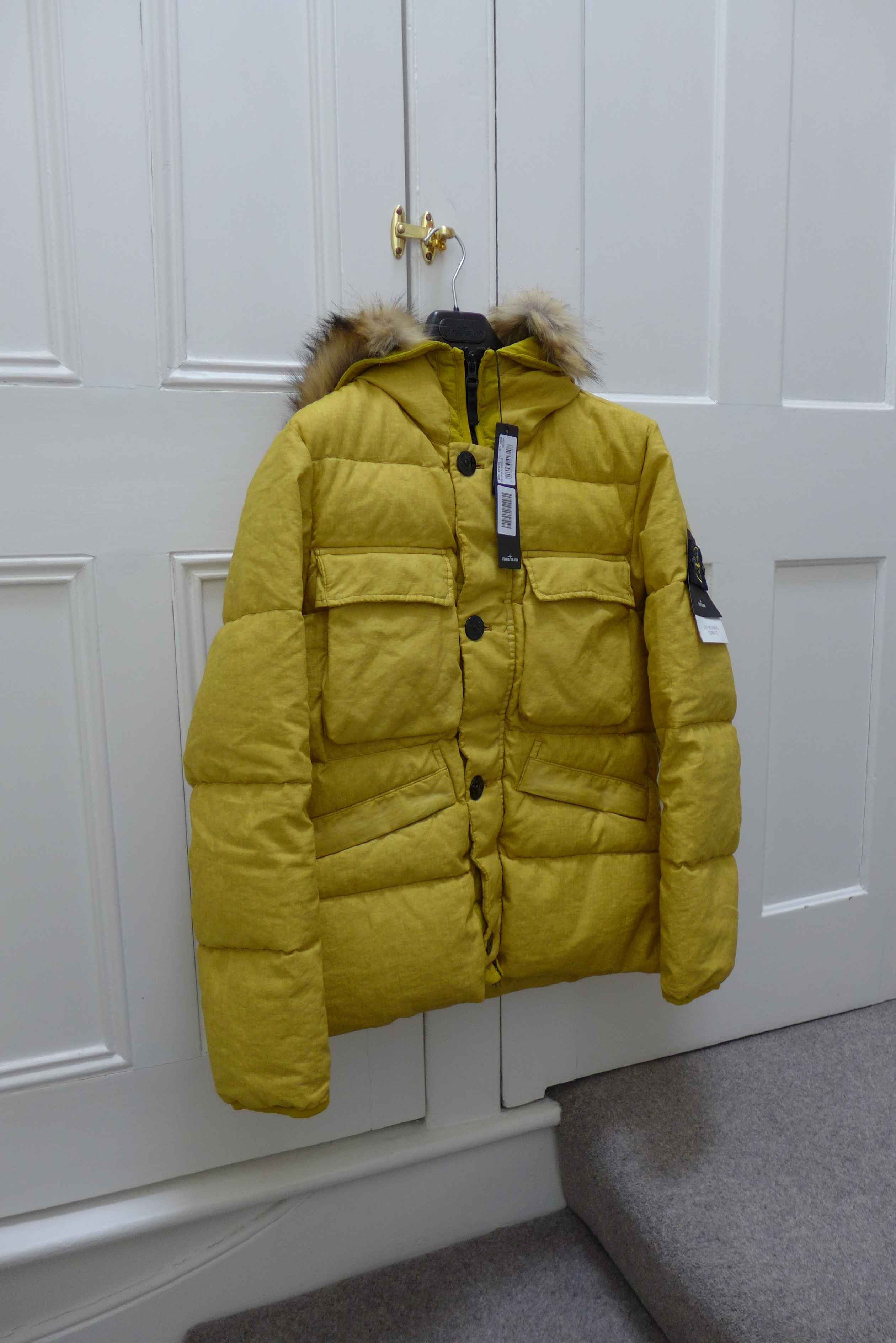Stone Island 42833 Lino Resinato Down Jacket Yellow