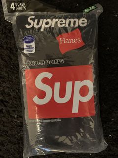 Supreme x Hanes 4 Pack Black Boxer Briefs