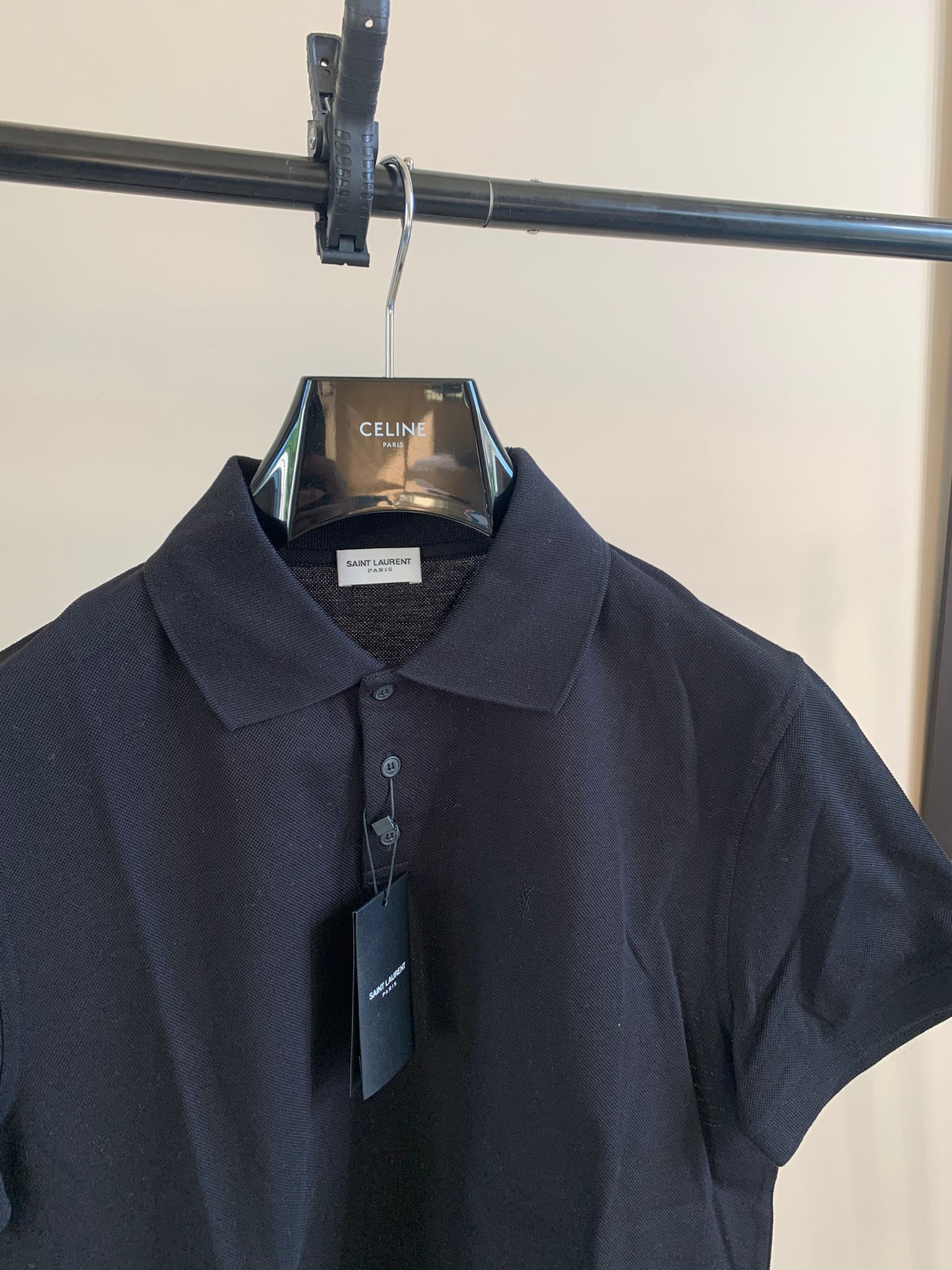 Saint Laurent Paris YSL Embroidered Polo in Black WORN ONCE Size US XL / EU 56 / 4 - 8 Thumbnail