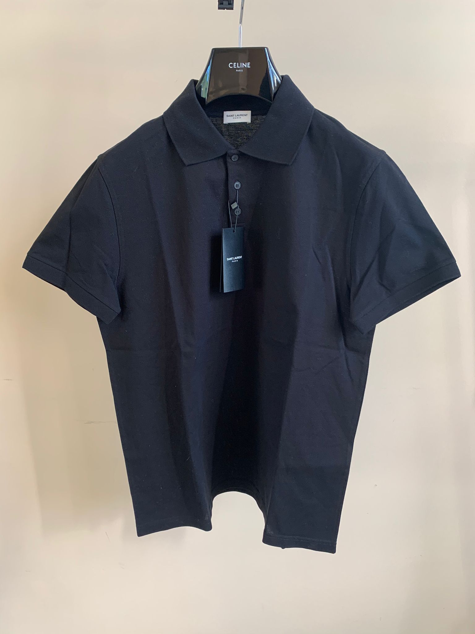 Saint Laurent Paris YSL Embroidered Polo in Black WORN ONCE Size US XL / EU 56 / 4 - 4 Thumbnail