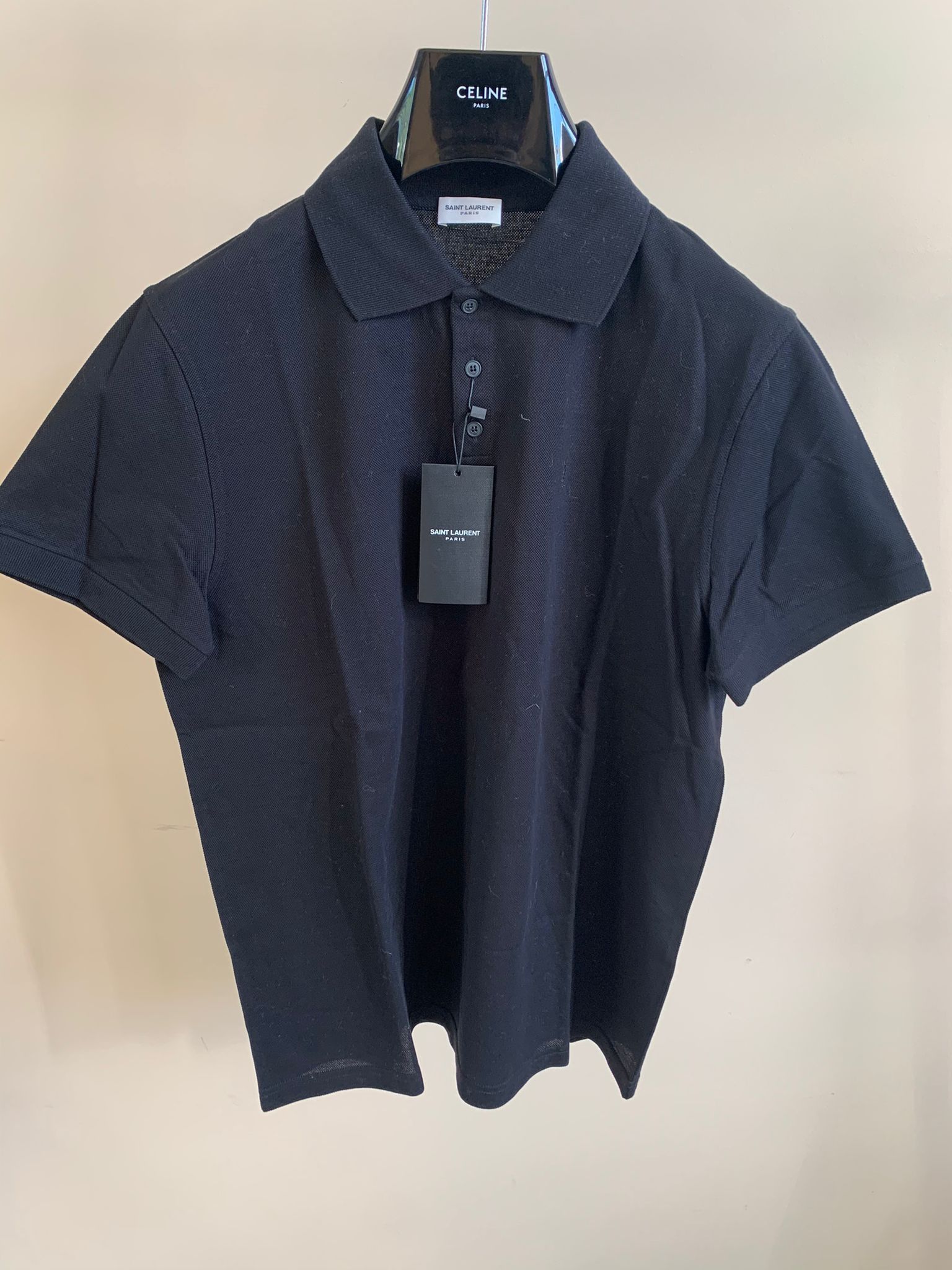 Saint Laurent Paris YSL Embroidered Polo in Black WORN ONCE Size US XL / EU 56 / 4 - 5 Thumbnail