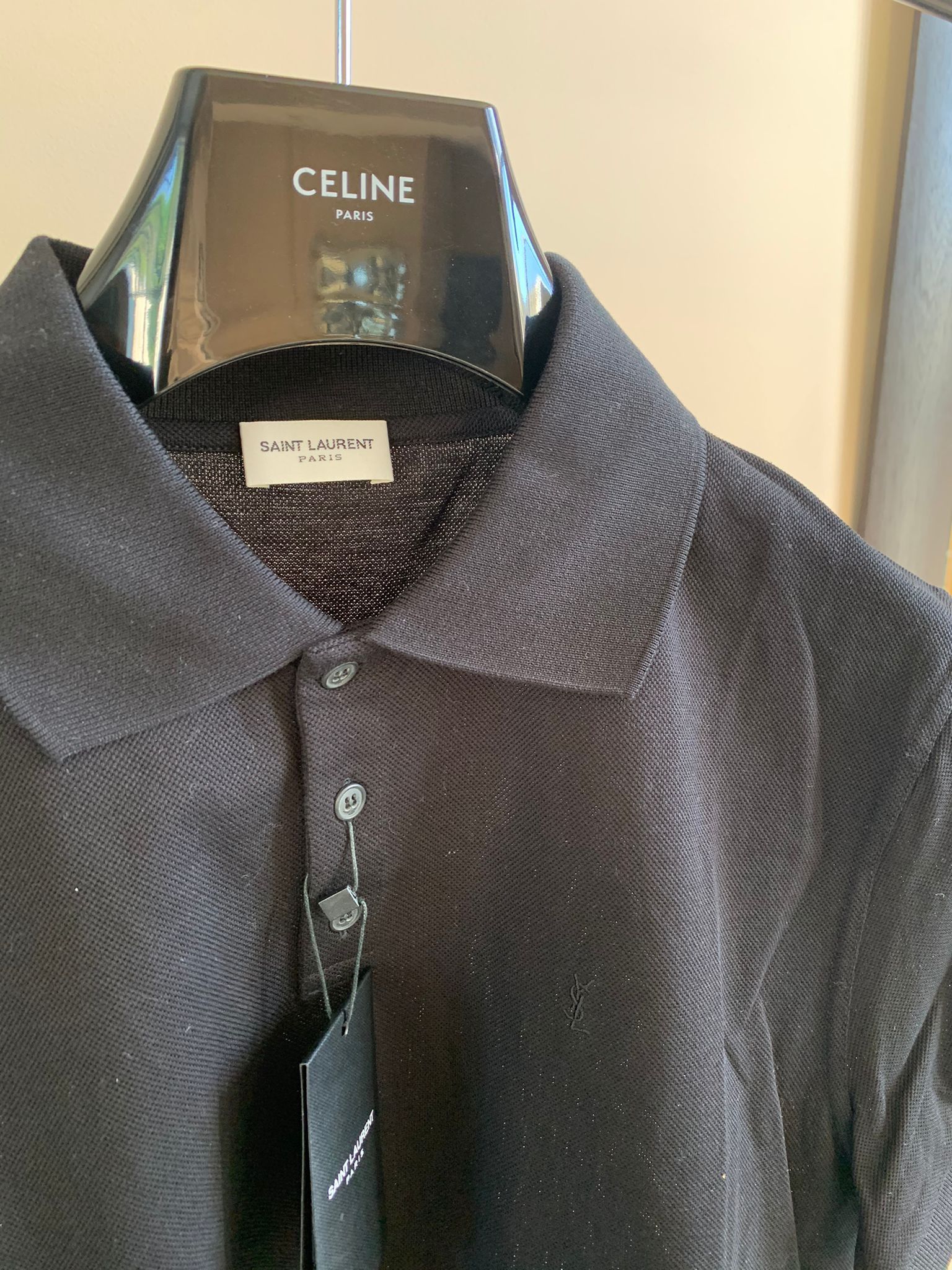 Saint Laurent Paris YSL Embroidered Polo in Black WORN ONCE Size US XL / EU 56 / 4 - 10 Thumbnail