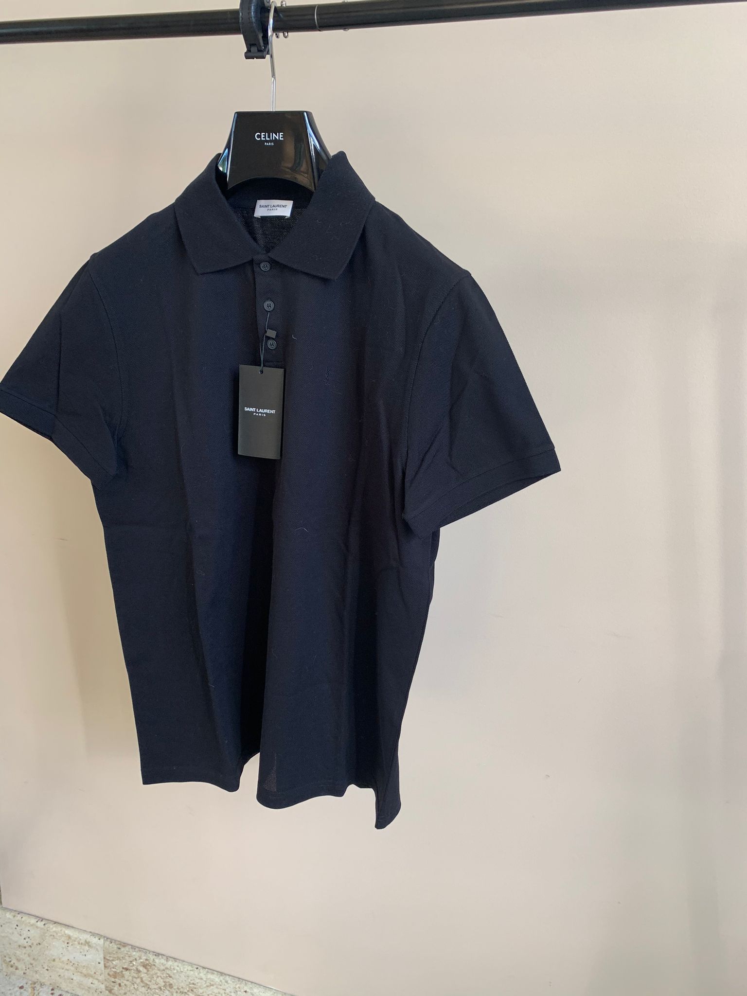Saint Laurent Paris YSL Embroidered Polo in Black WORN ONCE Size US XL / EU 56 / 4 - 2 Thumbnail