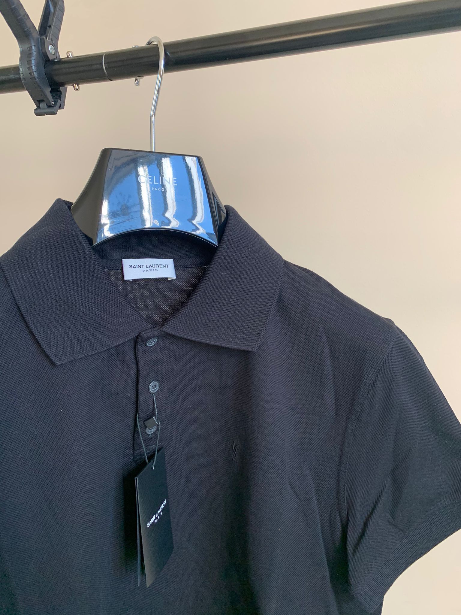 Saint Laurent Paris YSL Embroidered Polo in Black WORN ONCE Size US XL / EU 56 / 4 - 9 Thumbnail