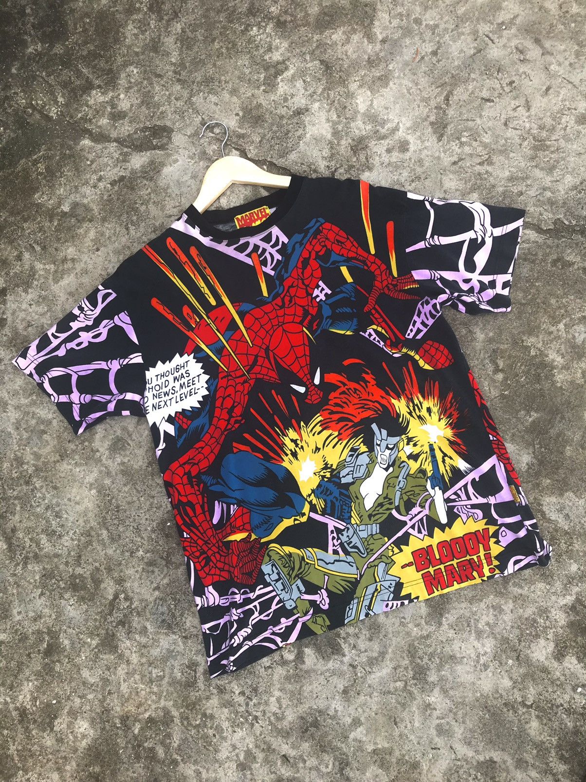 Vintage Spiderman Marvel Comics All over print vintage T Shirt | Grailed