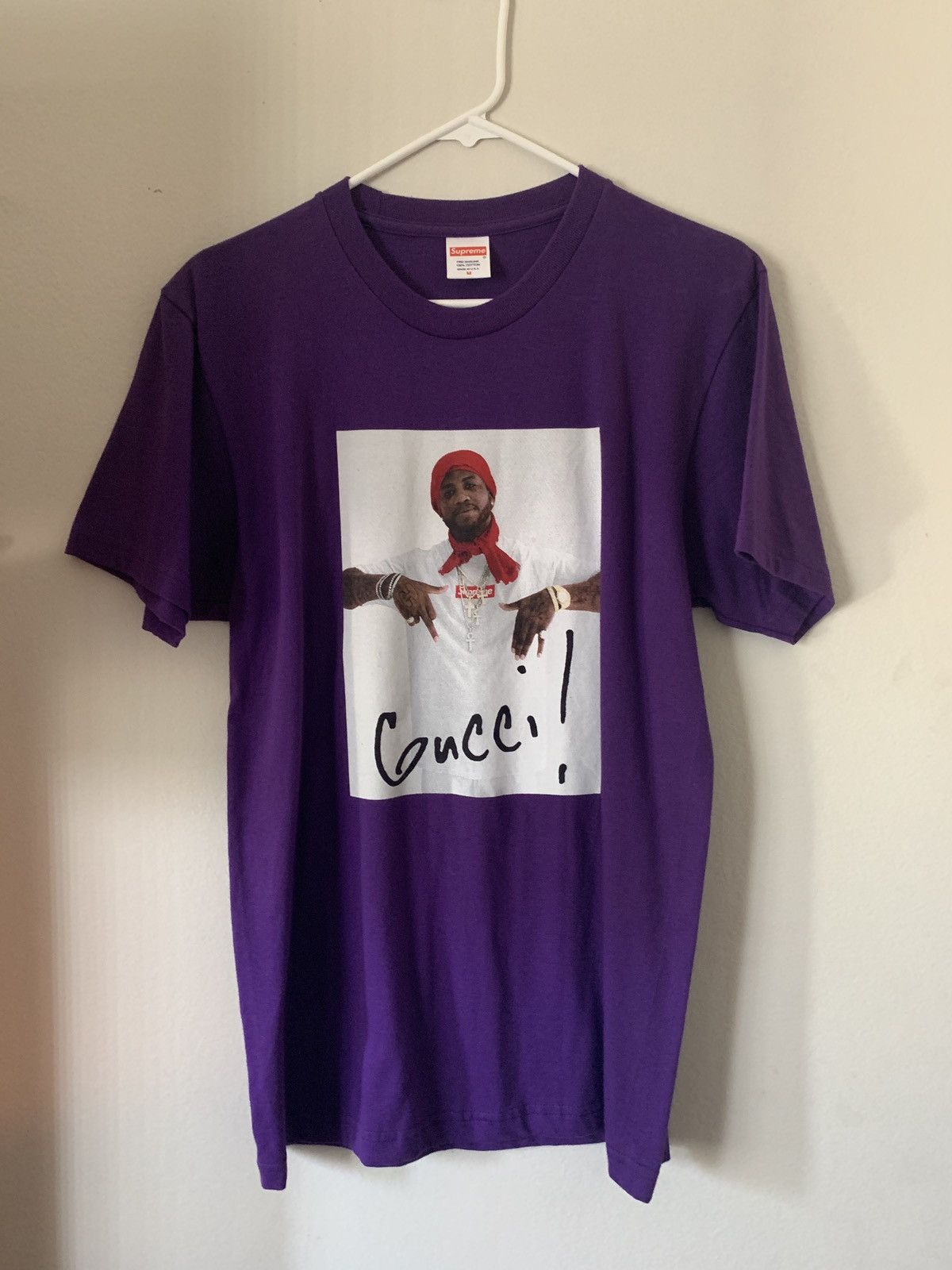 Supreme Gucci Mane Photo Tee purple Short Sleeve T Shirts