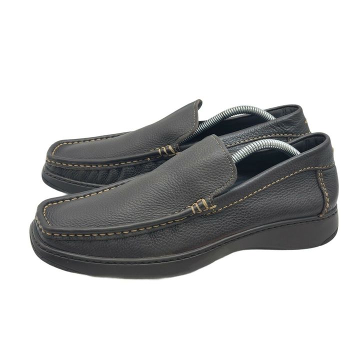 Donald J. Pliner Donald J Pliner Dark Brown Pebbled Leather Loafers ...