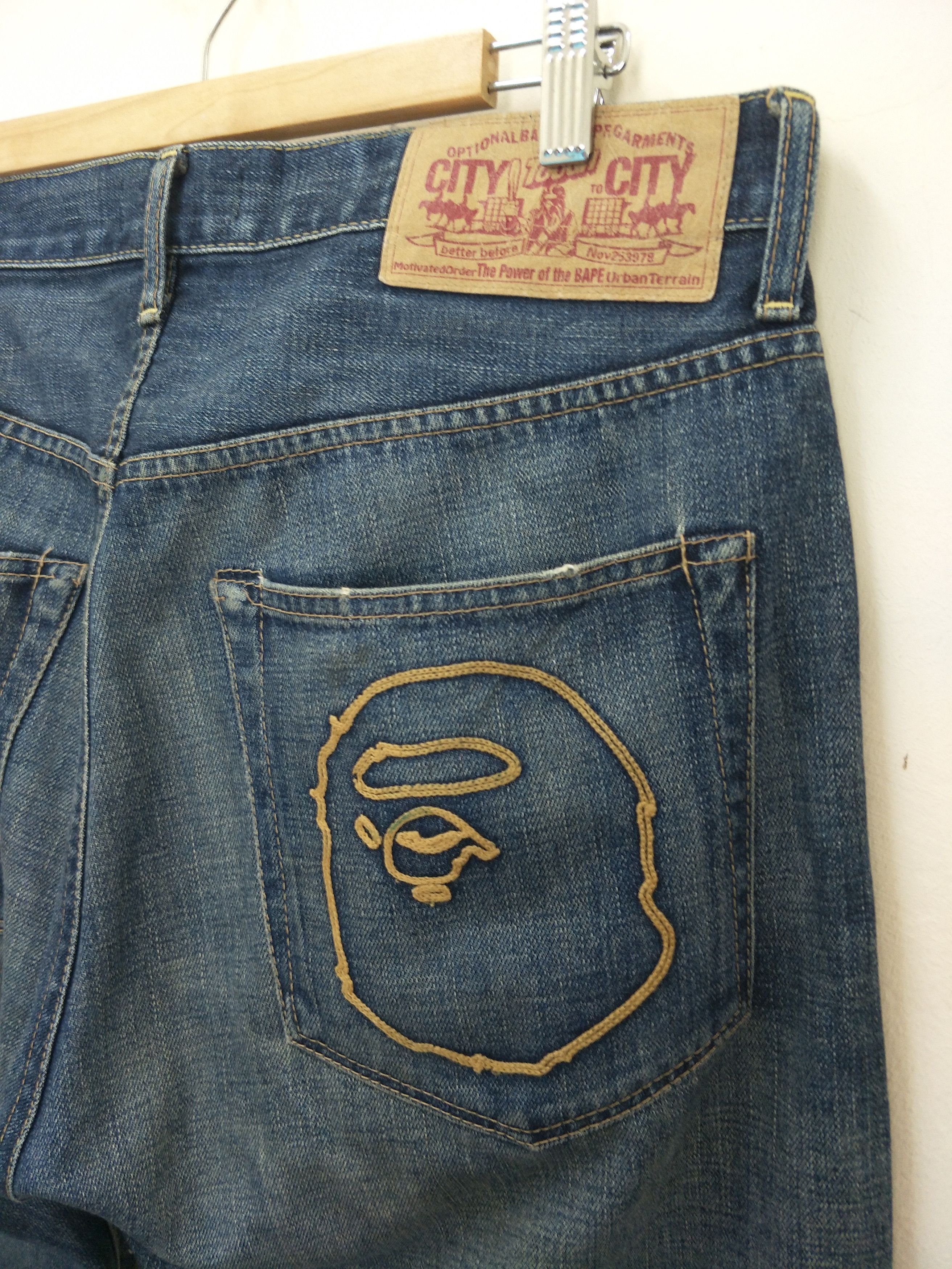 Bape Bathing Ape Bape Head Embroidery Faded Denim Size US 34 / EU 50 - 7 Thumbnail