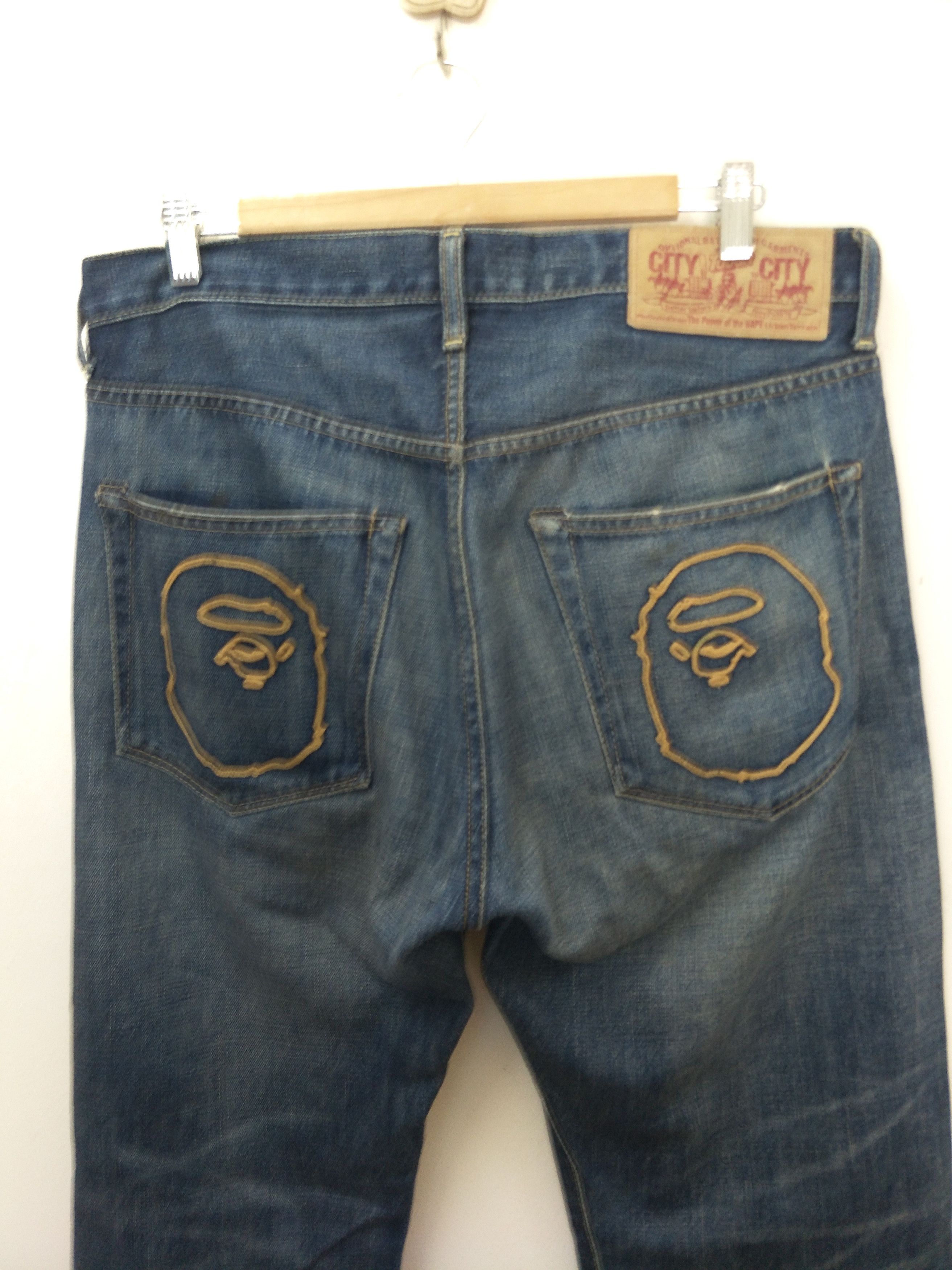Bape Bathing Ape Bape Head Embroidery Faded Denim Size US 34 / EU 50 - 3 Thumbnail
