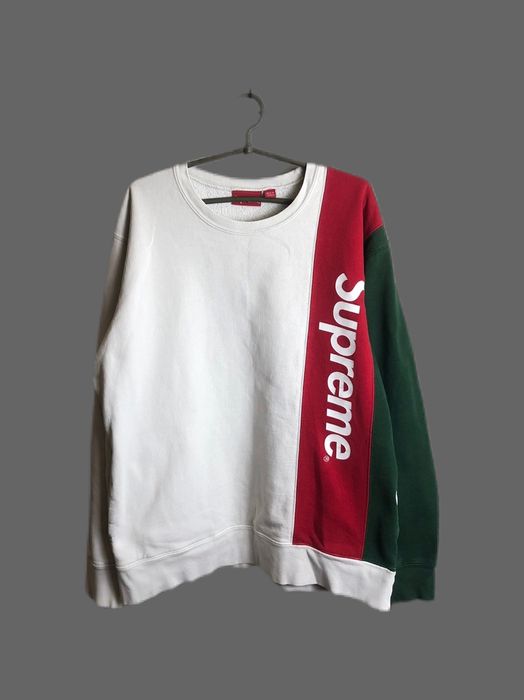 Supreme SS16 Paneled Crewneck Sweater Sweatshirt White/Green/Red M