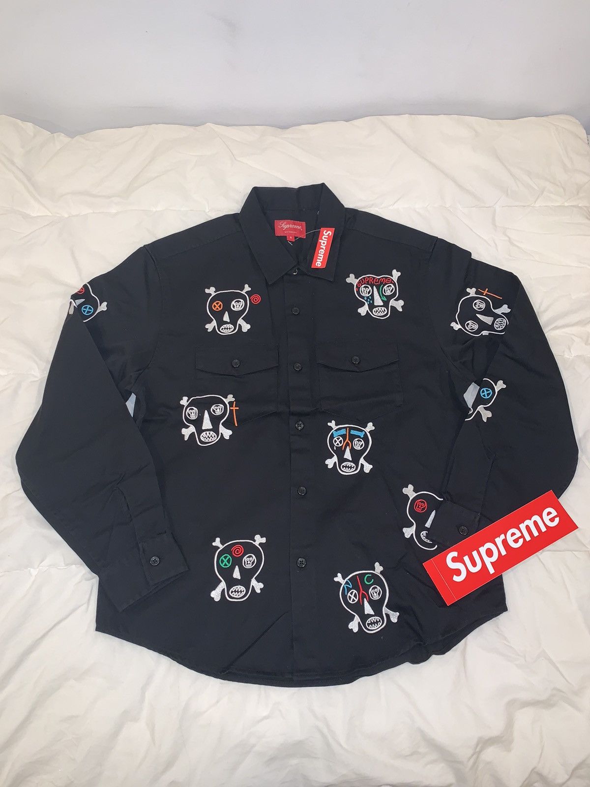 Supreme Supreme Clayton Patterson Skulls Embroidered Work Shirt