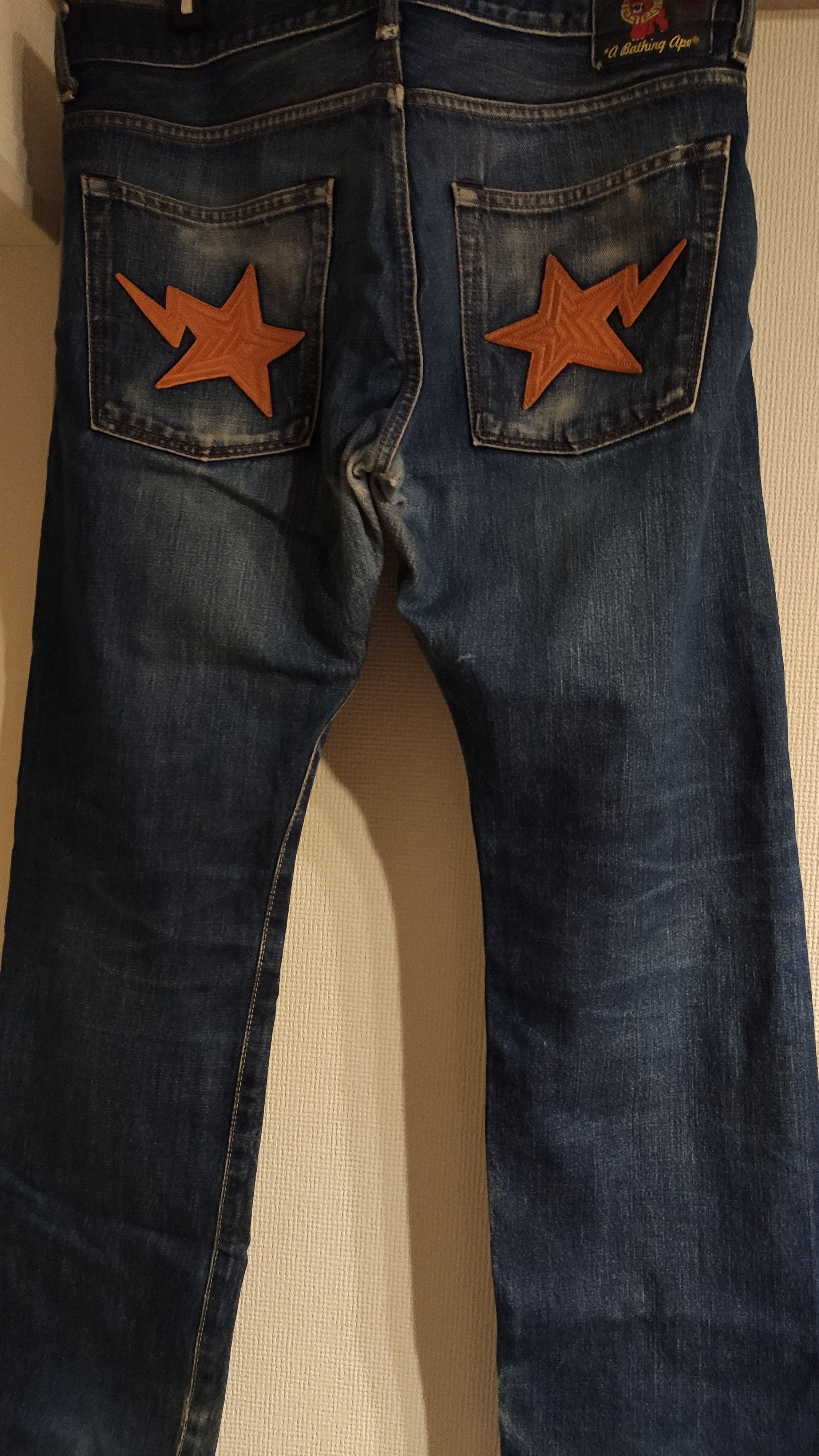 Bape Star Embroidery Denim Pants Bapesta