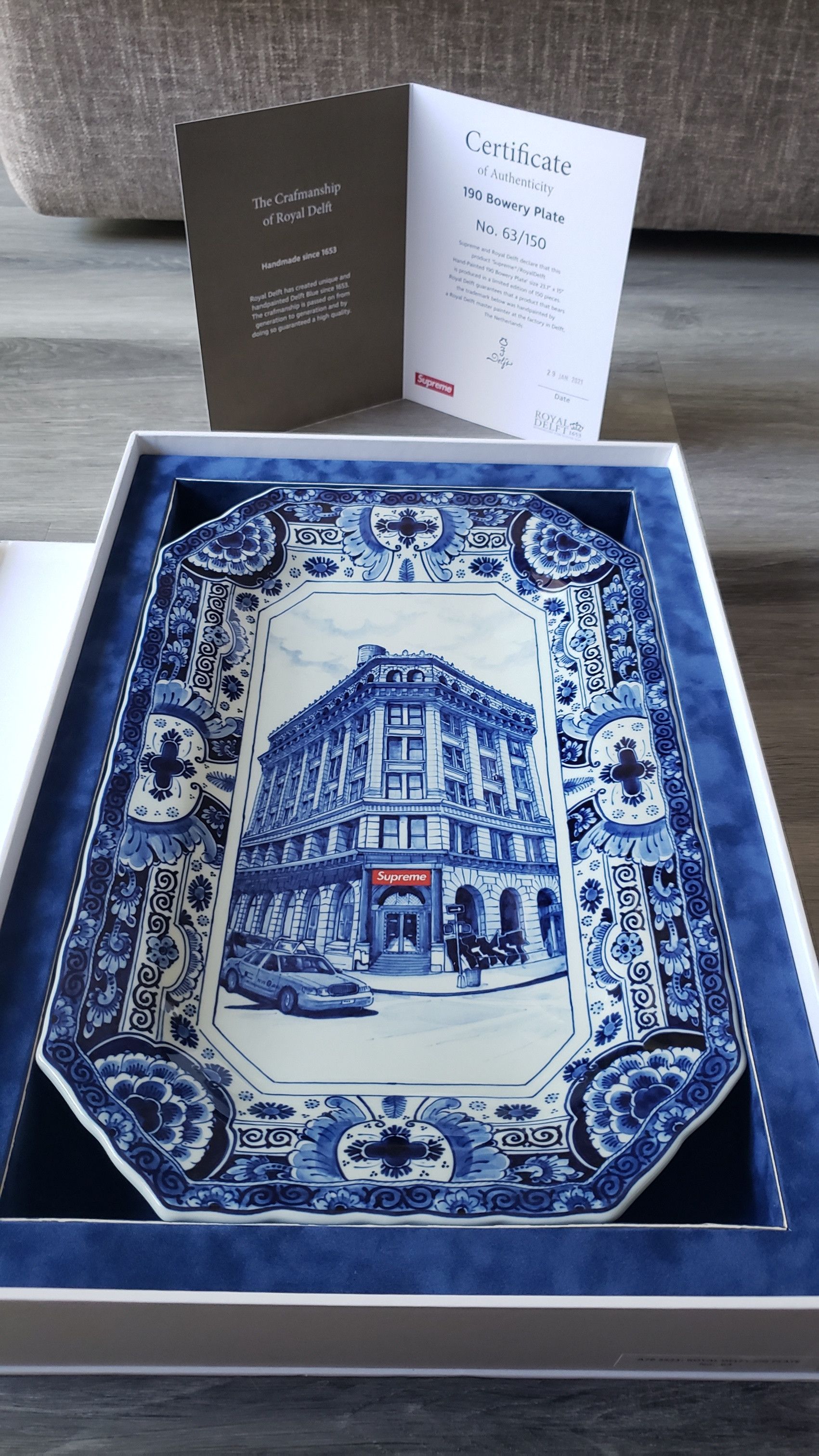 Supreme Supreme Royal Delft Hand-Painted 190 Bowery Large Plate 