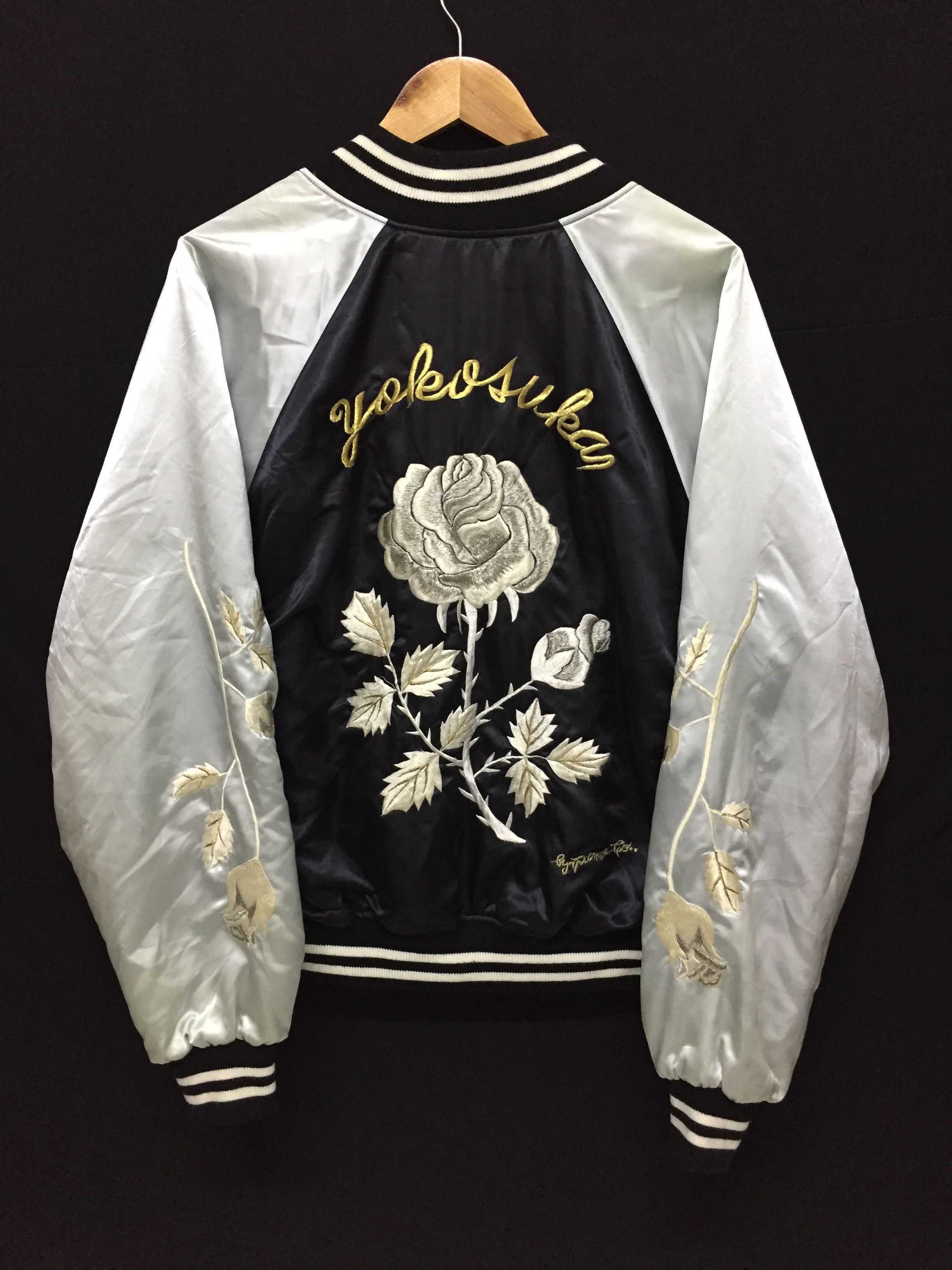 Japanese Brand × Vintage Vtg Silver Black Rose Embroidered Sukajan Size US L / EU 52-54 / 3 - 2 Thumbnail