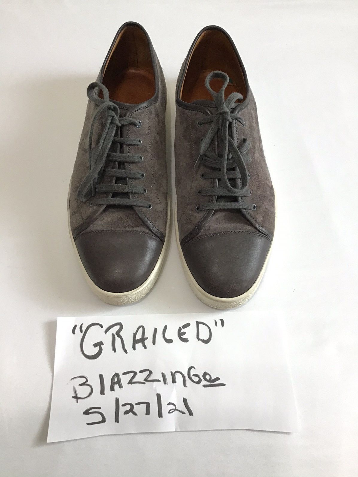 John Lobb Levah Suede Leather Cap Toe Sneakers