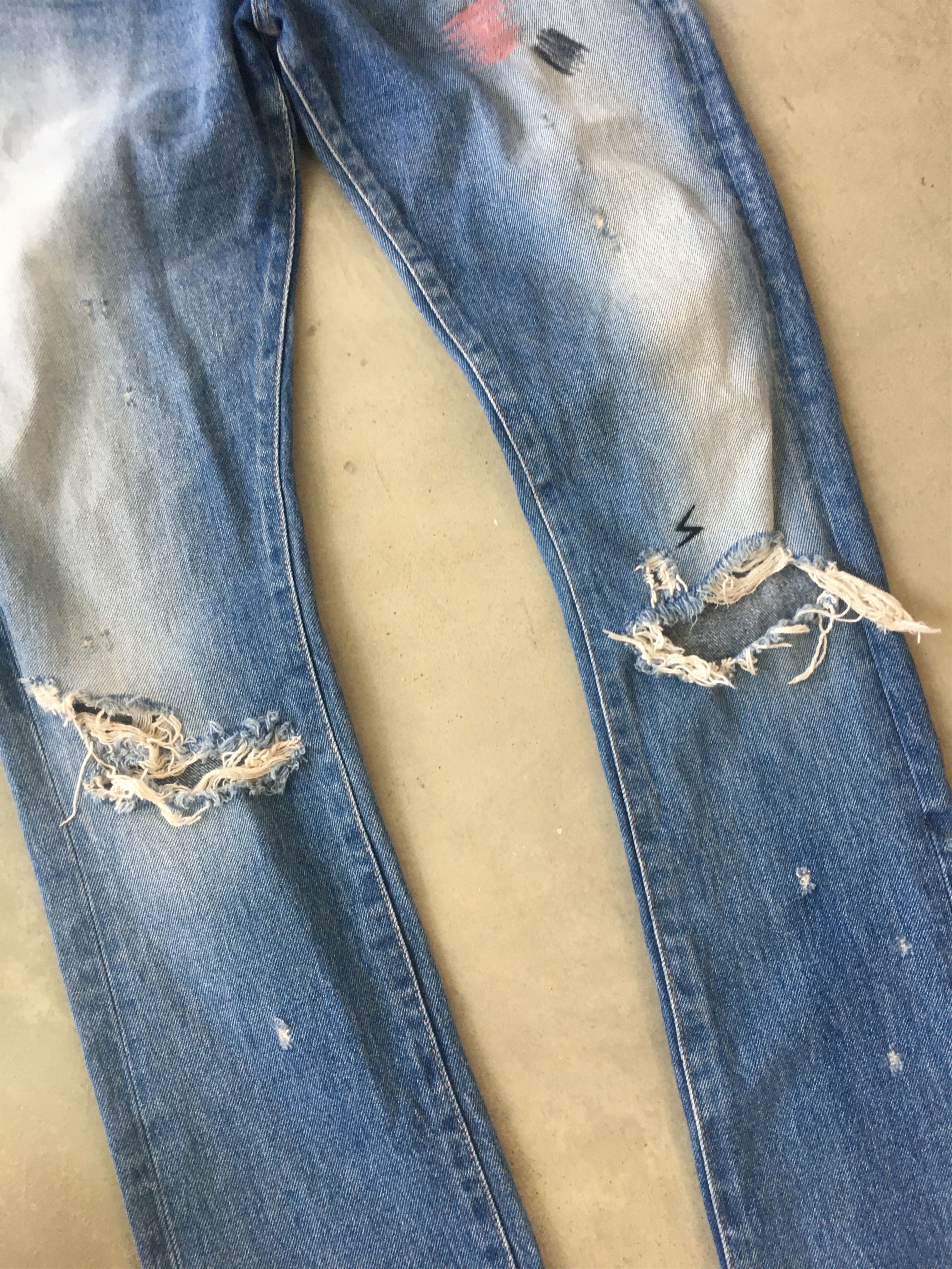 Undercover Undercover 05SS But Beautiful BACK PATCH SCAB JEANS 1 Size US 29 - 4 Thumbnail