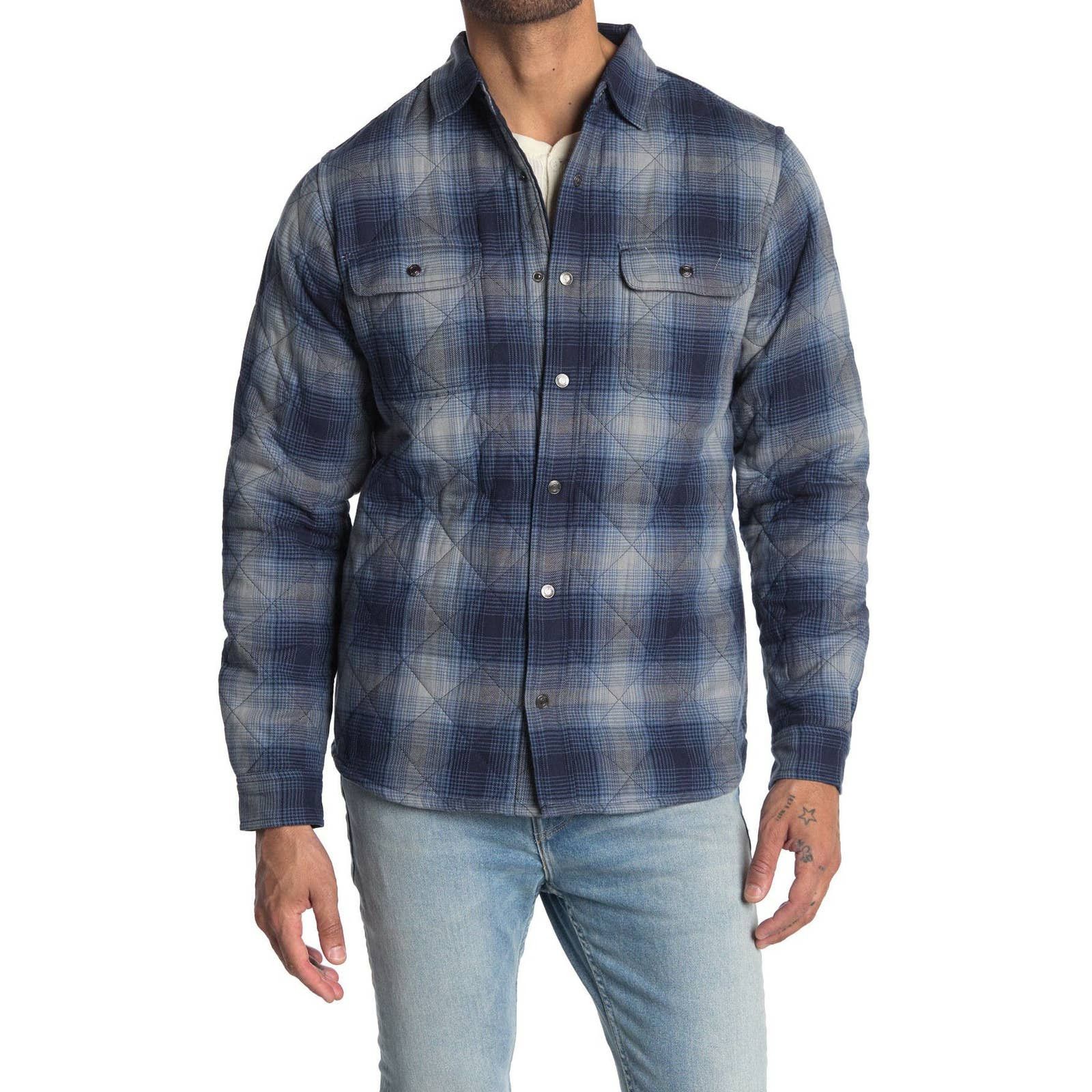 Nordstrom Tailor Vintage Quilted Flannel Shirt Shacket in Blue | Grailed