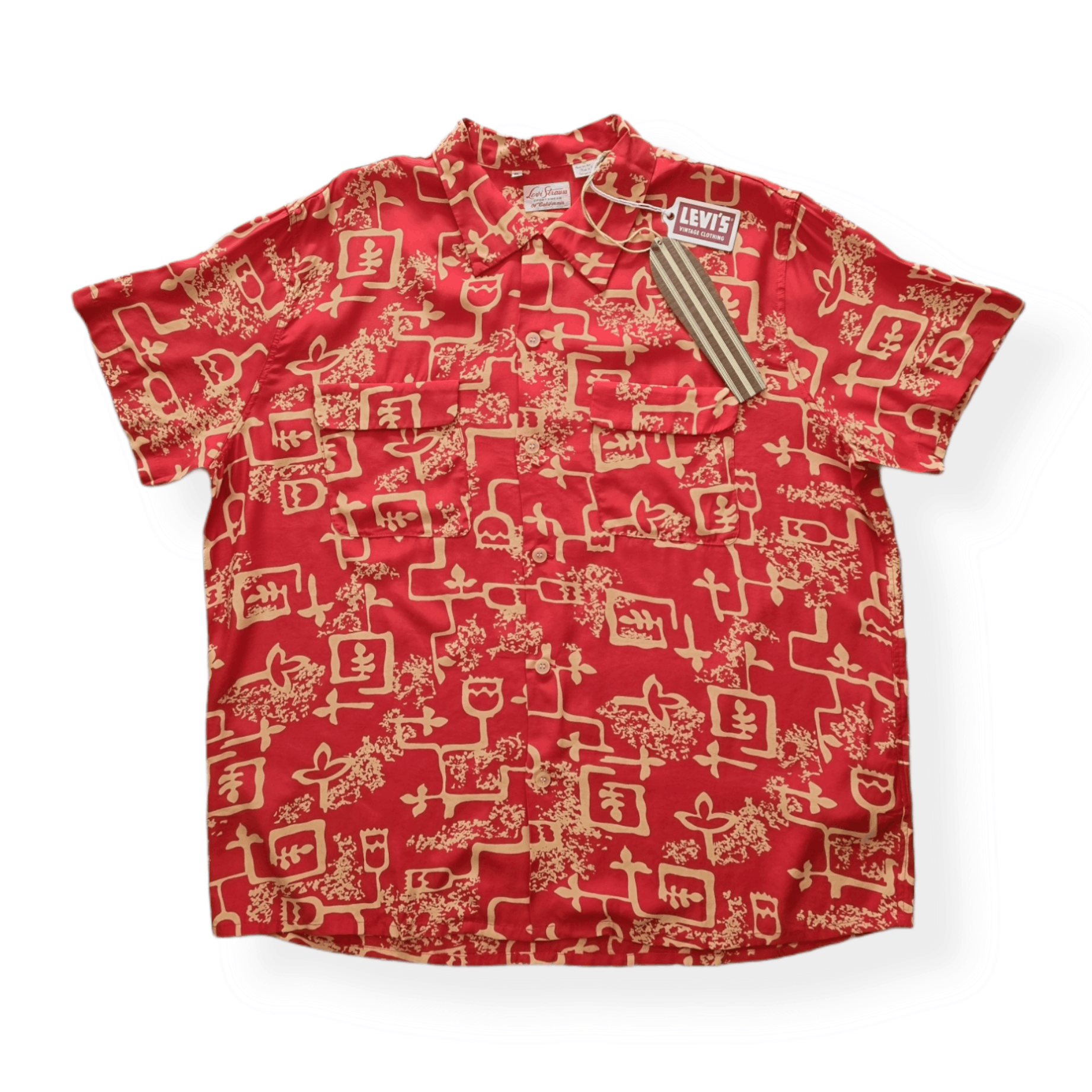 Chemise Hawaïenne Levi's Vintage Clothing Années 40 - NWT (étiquettes), Taille SS18, Rouge