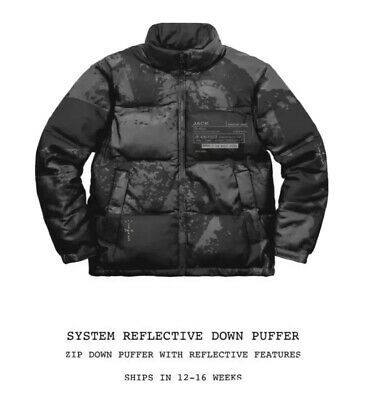 image of Travis Scott System Reflective Down Puffer in Black, Men's (Size Medium)