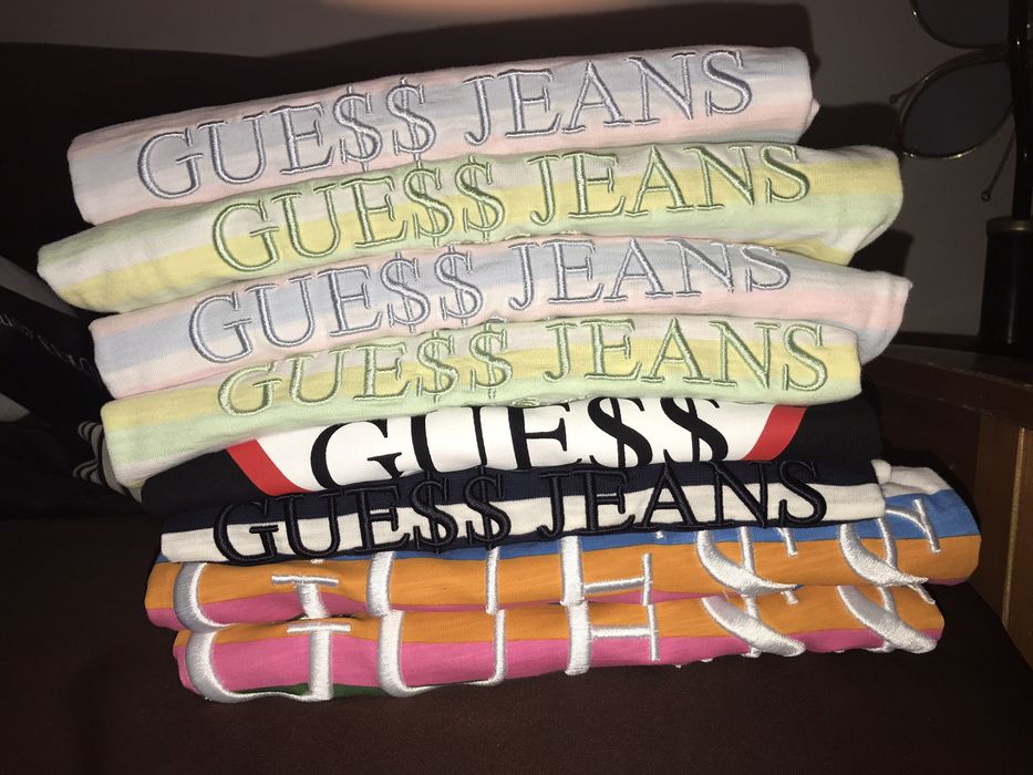 Guess GUESS ASAP ROCKY GREEN AND YELLOW STRIPED TEE SIZE MEDIUM ICCCC ...