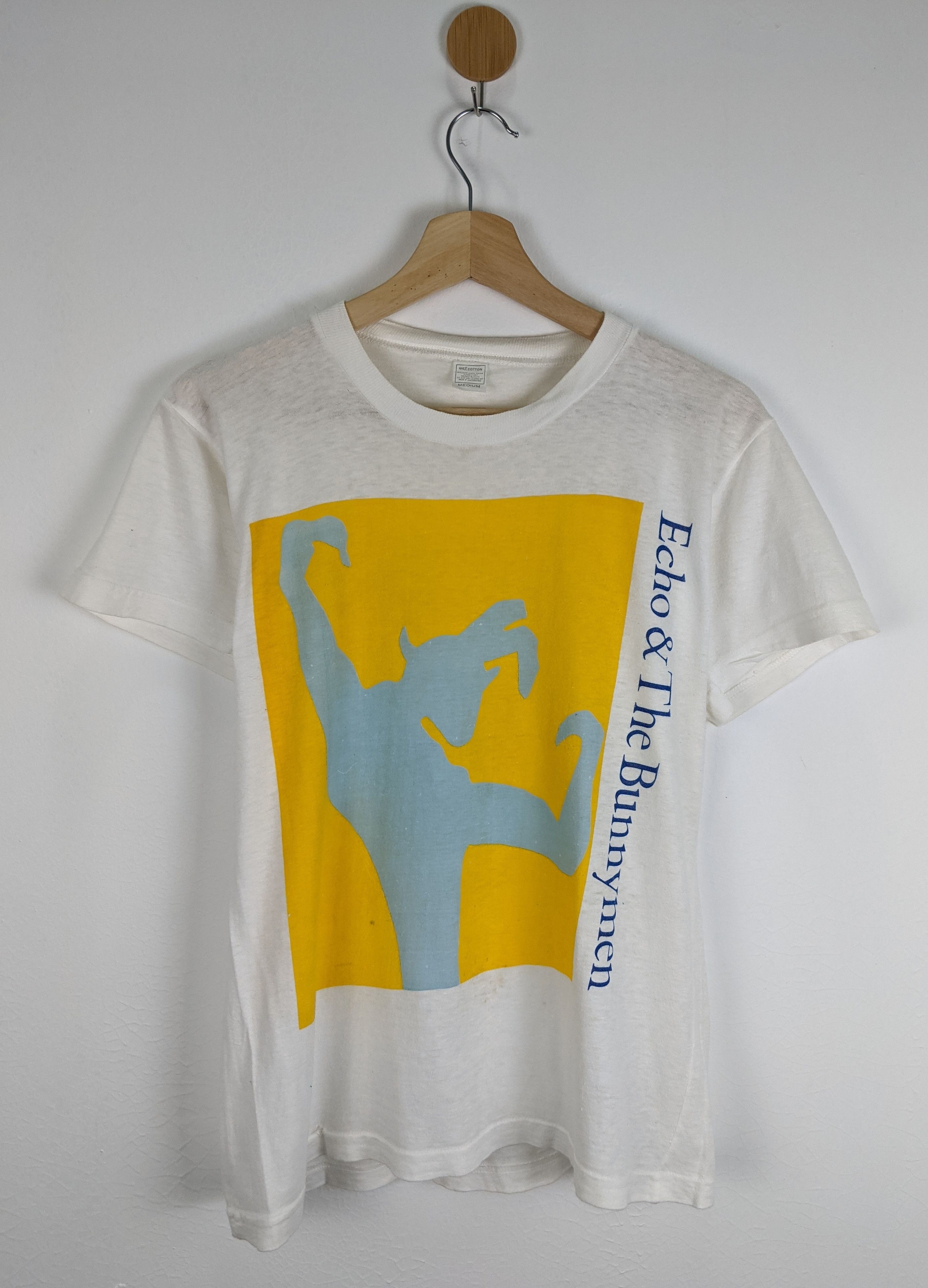 image of Vintage Echo & The Bunnymen 80's Shirt in White, Men's (Size Medium)