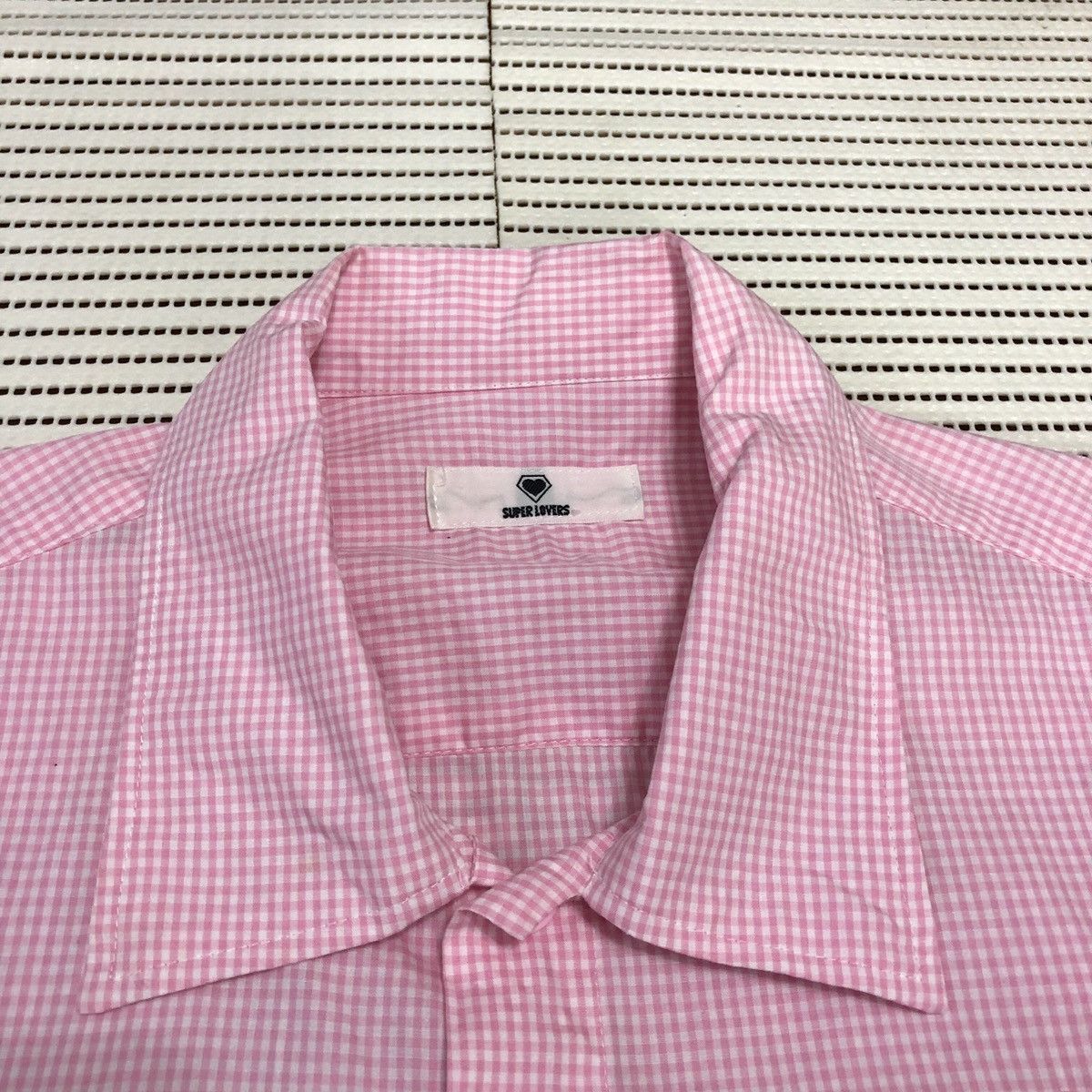 Japanese Brand Super Lovers Rock Shirts Button Up, Checker Pink Color Size US M / EU 48-50 / 2 - 3 Thumbnail