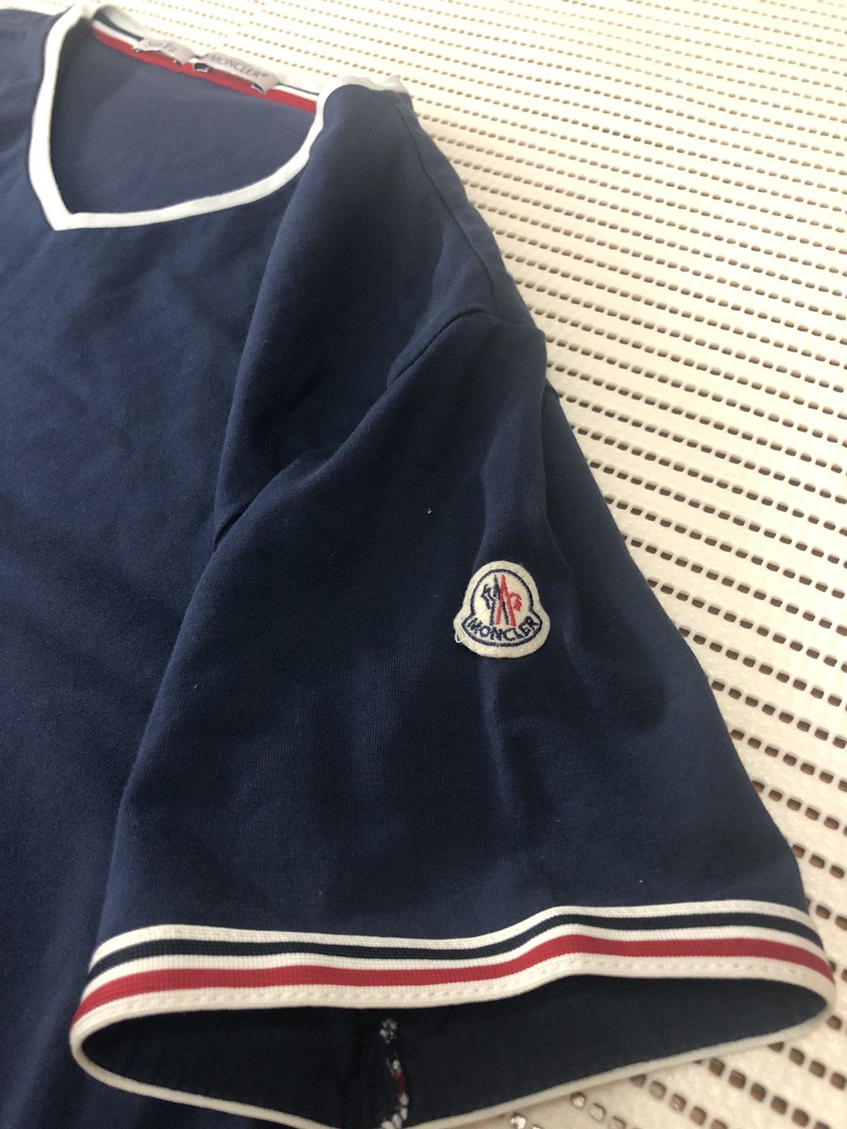 Moncler Moncler Vee Neck Navy Blue T-Shirt Slim Fit Size US M / EU 48-50 / 2 - 1 Thumbnail