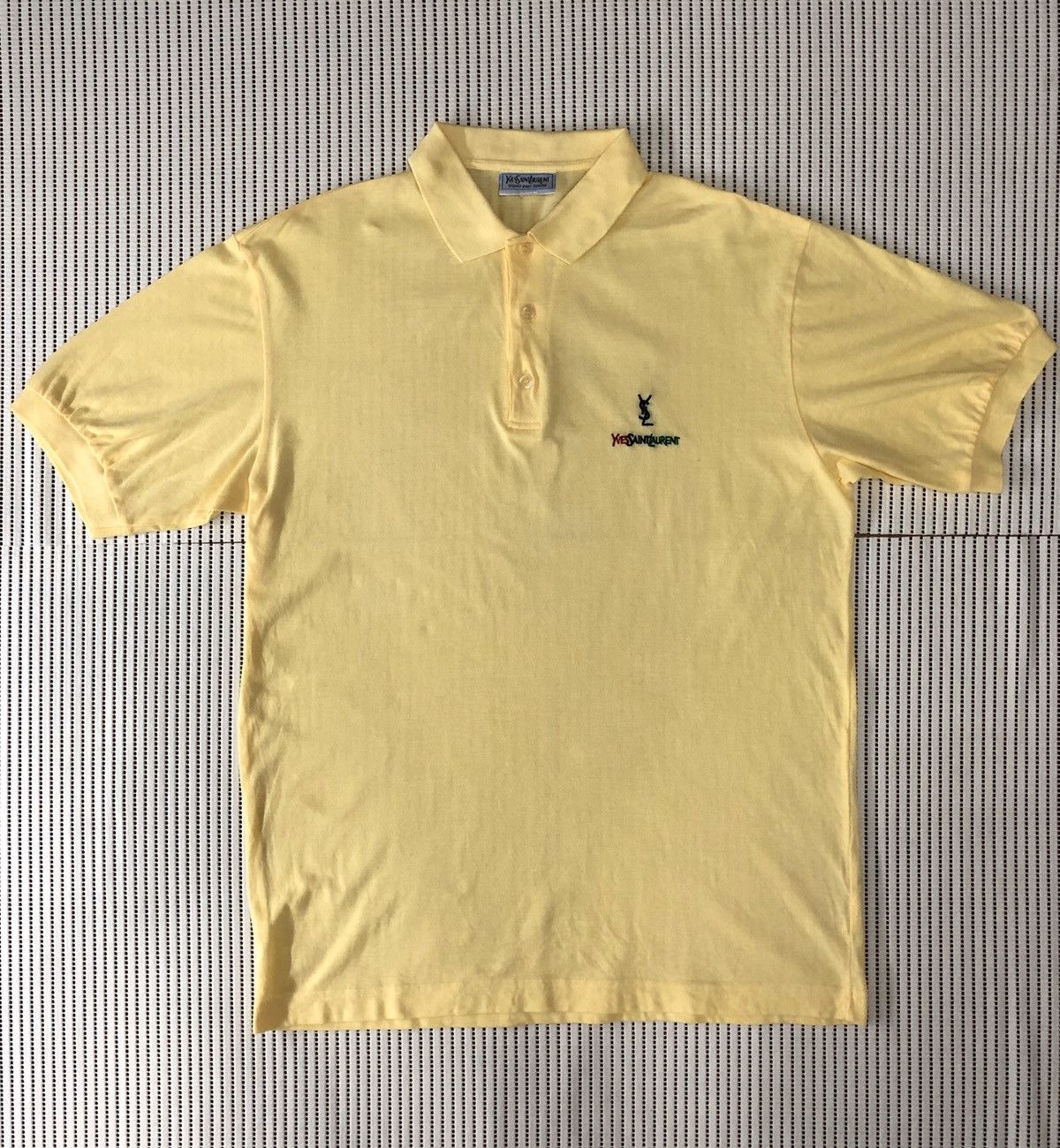 Yves Saint Laurent Yves Saint Laurent Polos Yellow with Multicolor Embroidered Size US L / EU 52-54 / 3 - 2 Thumbnail