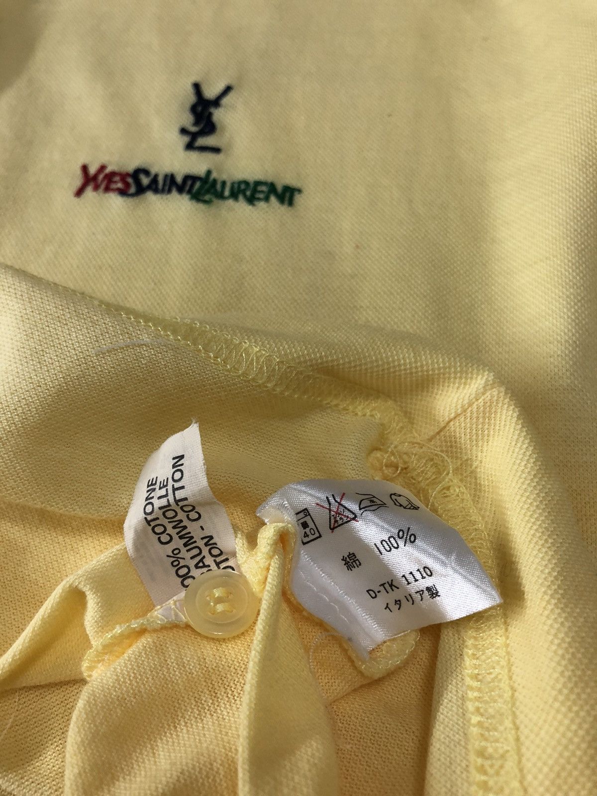 Yves Saint Laurent Yves Saint Laurent Polos Yellow with Multicolor Embroidered Size US L / EU 52-54 / 3 - 5 Thumbnail