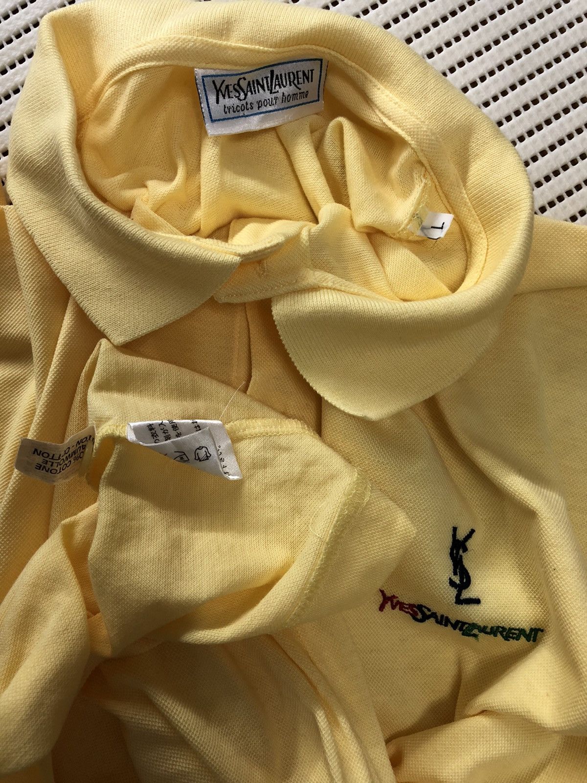 Yves Saint Laurent Yves Saint Laurent Polos Yellow with Multicolor Embroidered Size US L / EU 52-54 / 3 - 7 Thumbnail