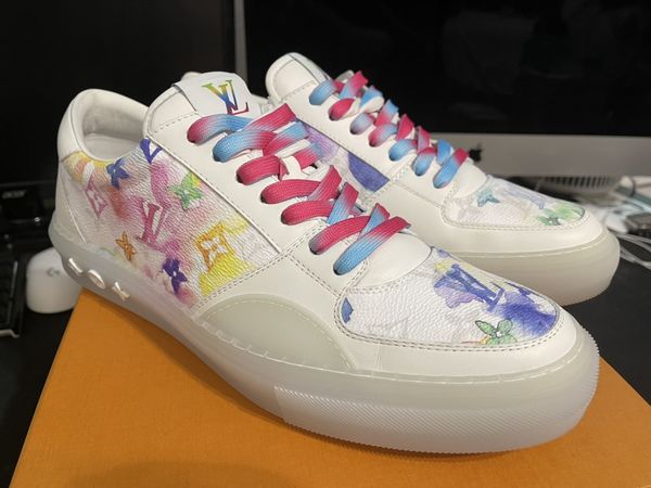 NEW! Louis Vuitton Sneakers LV8/US9 Ollie Low White Rainbow Monogram  Watercolor