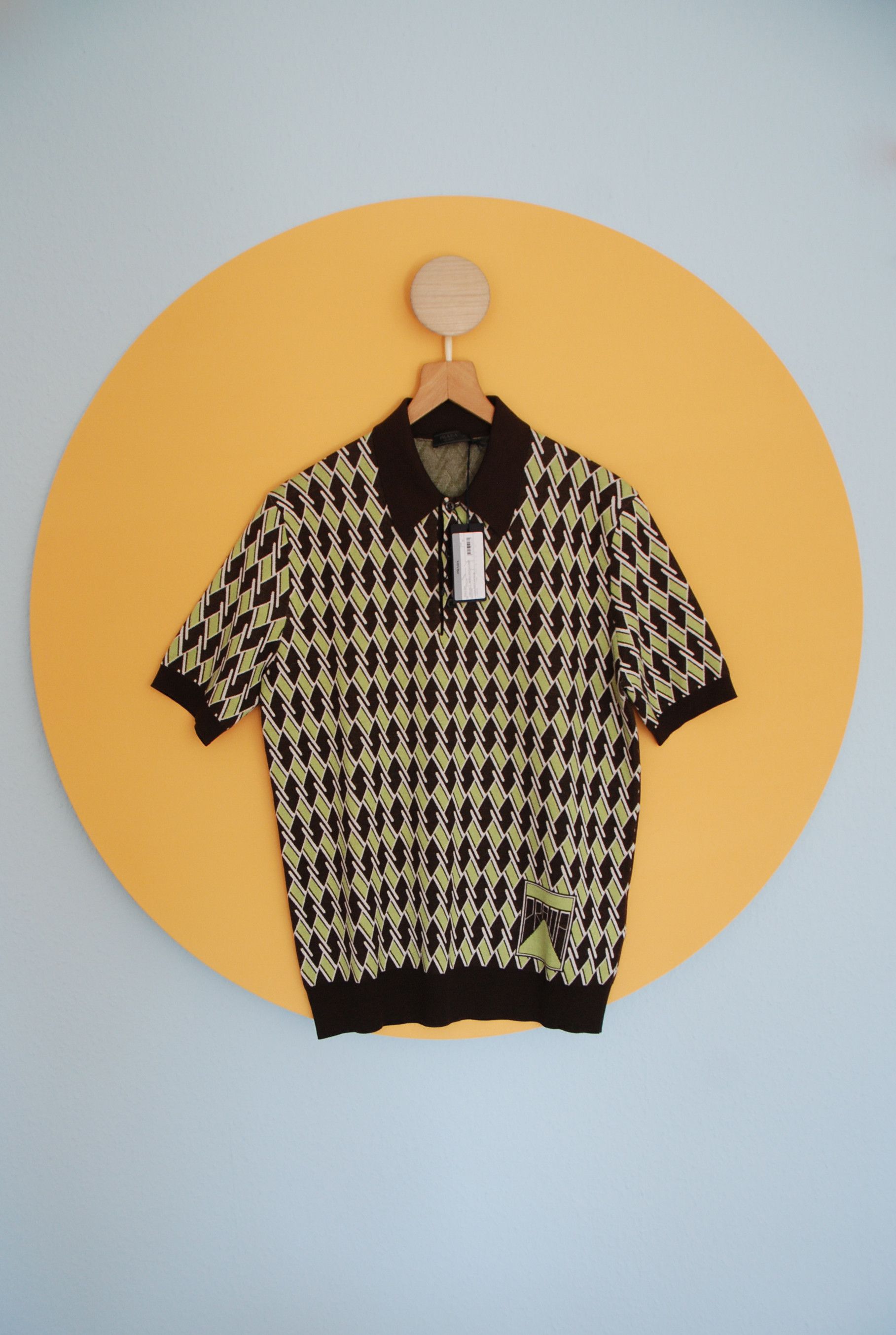 Prada Last price! Prada argyle jacquard knit polo SS19 | Grailed