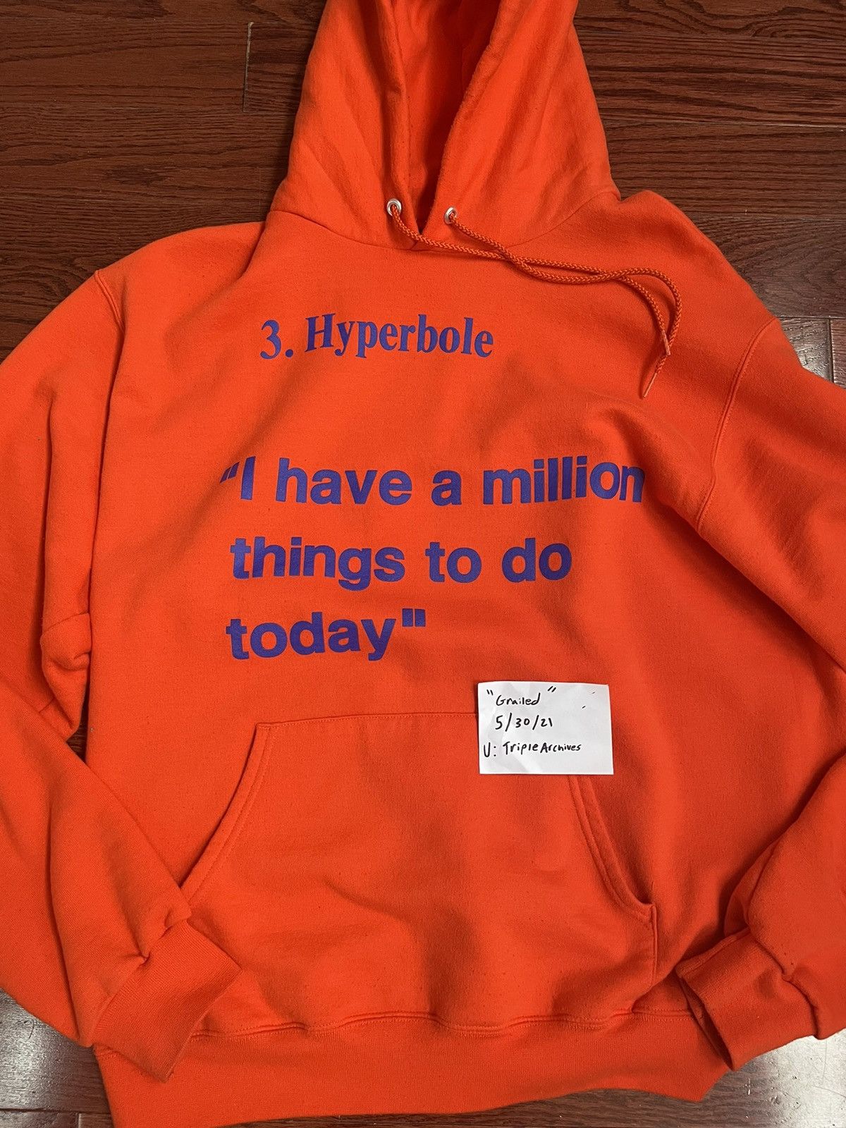 パーカー Virgil Abloh x MCA Hyperbole Hoodie  M Virgil Abloh Virgil Abloh x MCA Hyperbole Hoodie (Orange) | Grailed