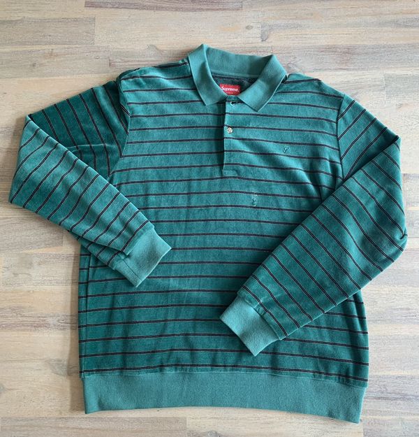 Supreme Supreme F/W 2016 - Striped Velour Rugby Shirt Large. | Grailed